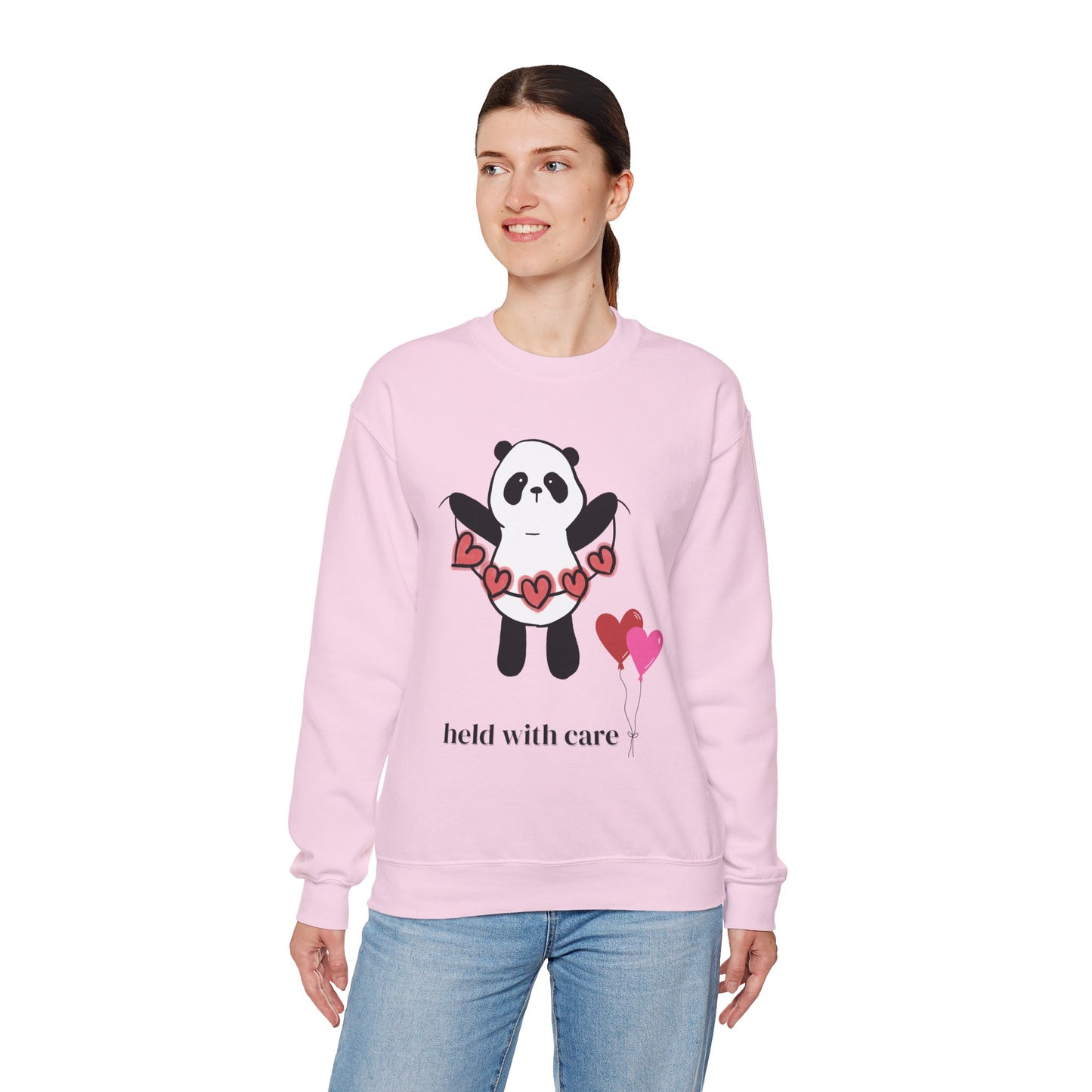 Sudadera de cuello redondo "Held With Care Panda": un regalo acogedor de Año Nuevo