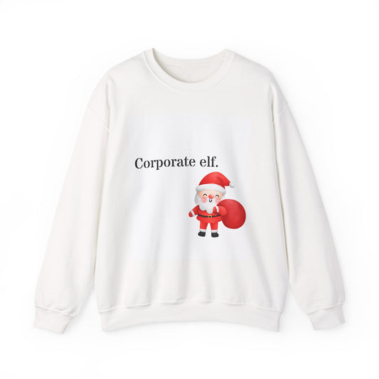 Sudadera de cuello redondo — "Elfo corporativo". Divertida sudadera navideña con Papá Noel.