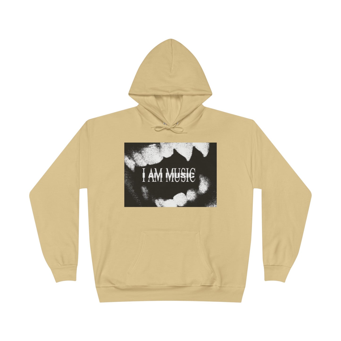 Music Teeth Graphic Hoodie — “I AM MUSIC” Black & White Pullover