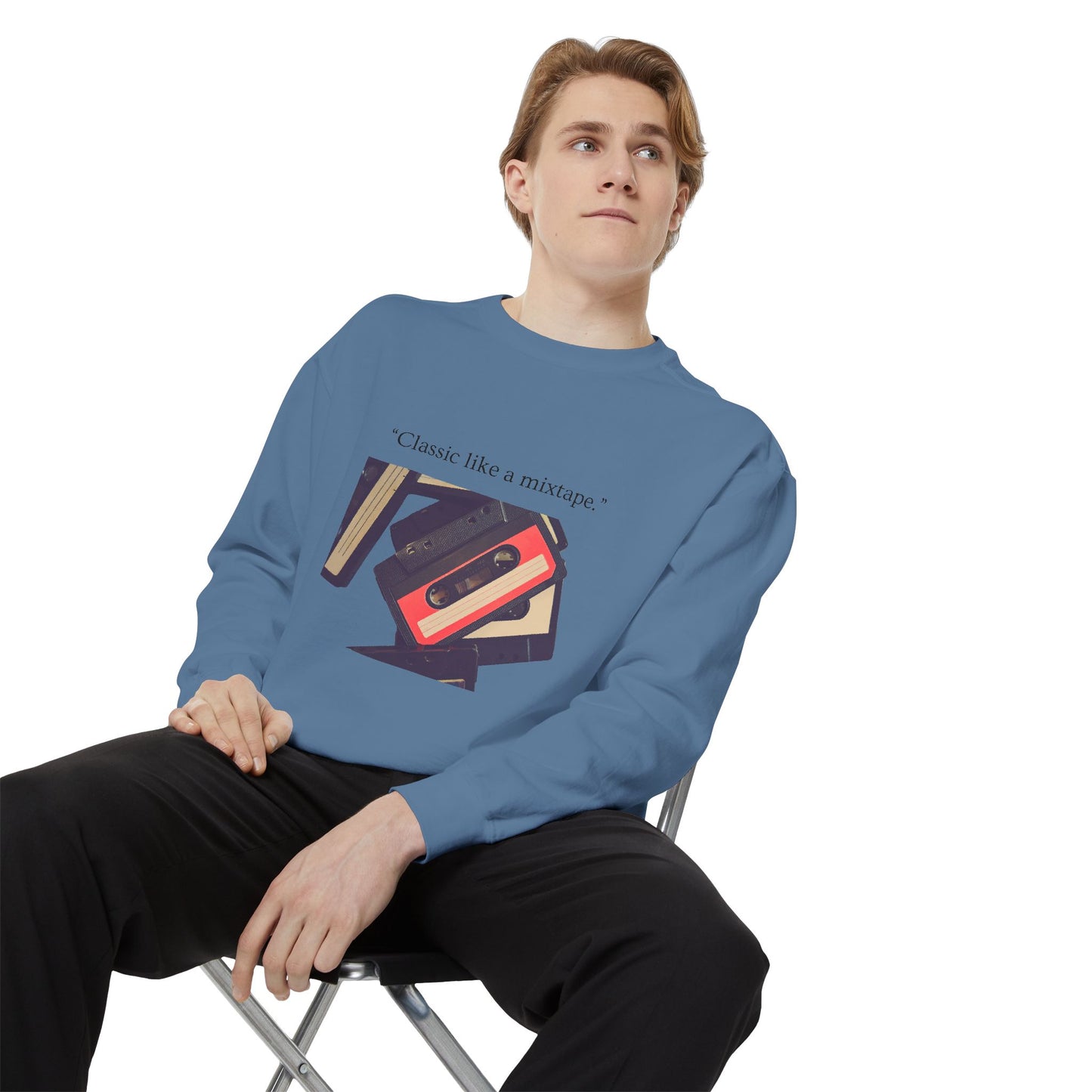 Cassette Mixtape Sweatshirt — "Classic like a mixtape." Retro Tape Crewneck