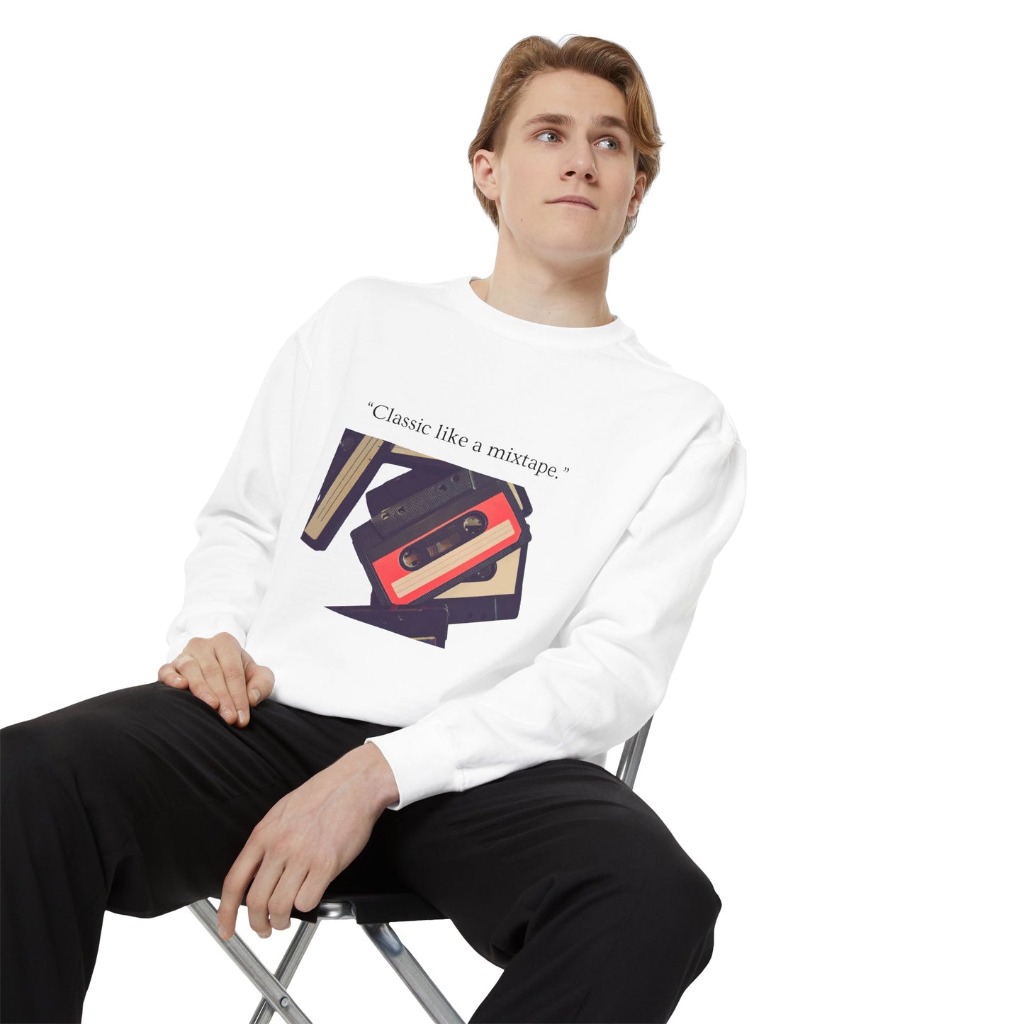 Cassette Mixtape Sweatshirt — "Classic like a mixtape." Retro Tape Crewneck