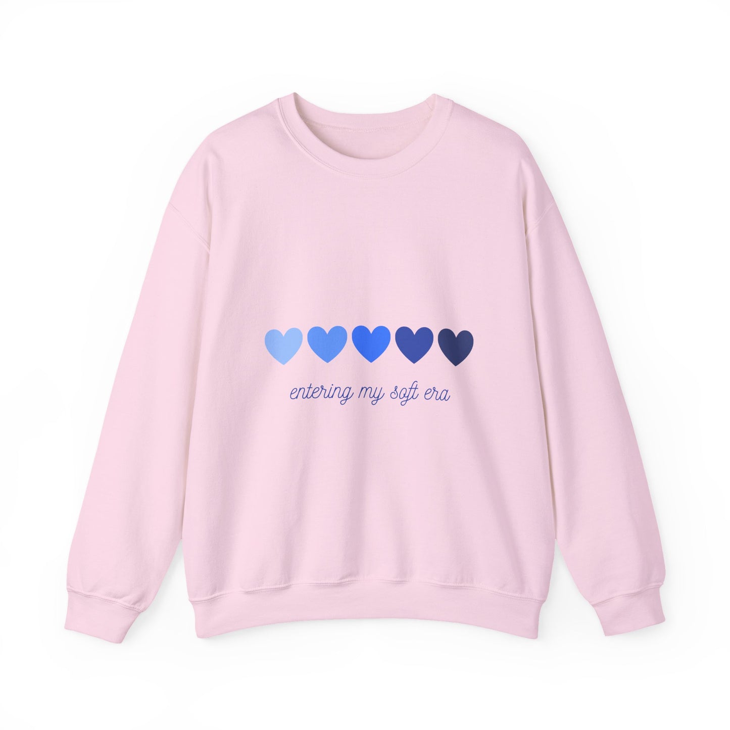 Sudadera de cuello redondo con gráfico de corazón azul «Entering My Soft Era»