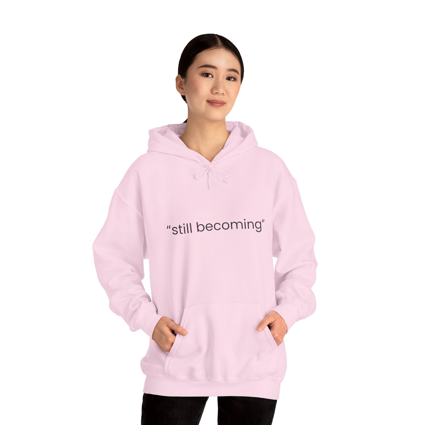 Still Becoming Hoodie – Minimal Inspirational White Pullover