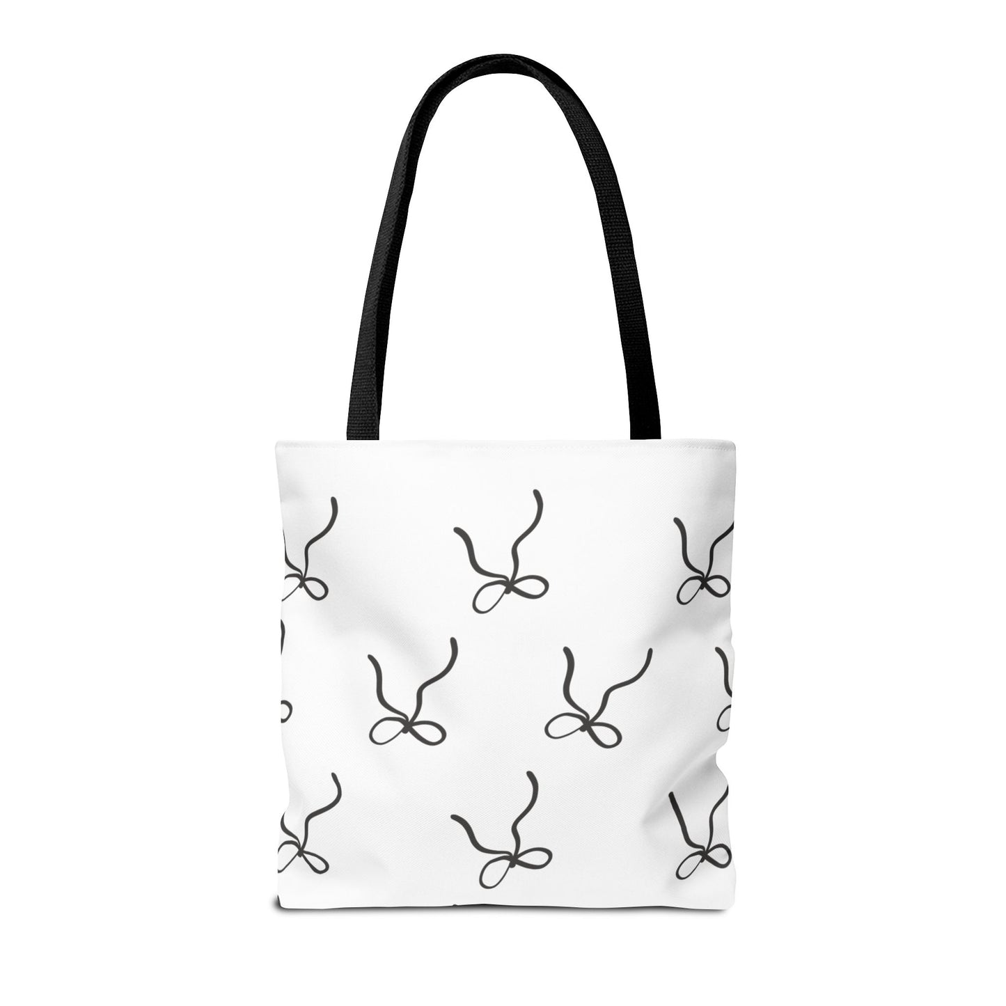 Minimalist Black Bow Pattern Tote Bag — All-Over Print