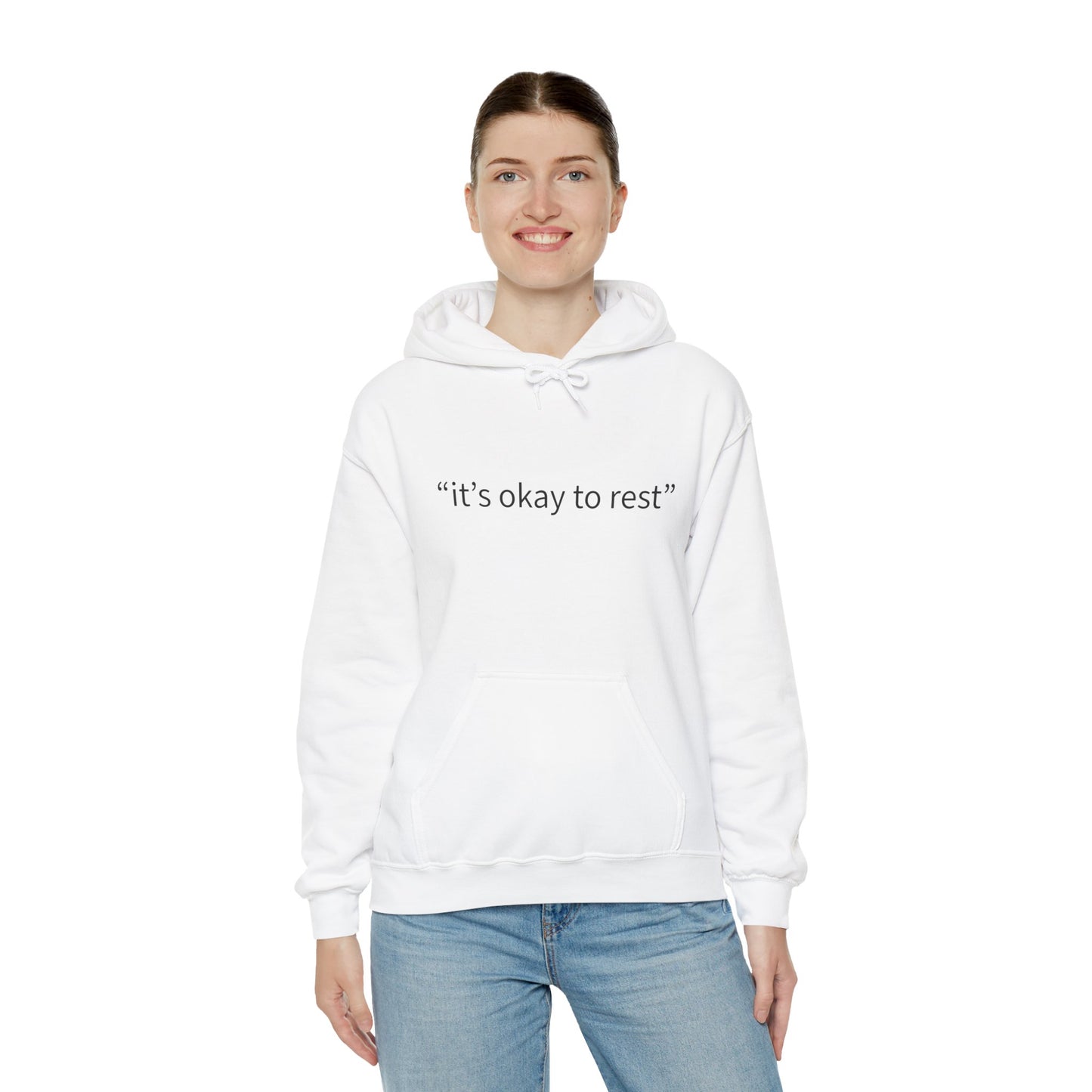 Hoodie — "it's okay to rest" Minimal Self-Care Pullover