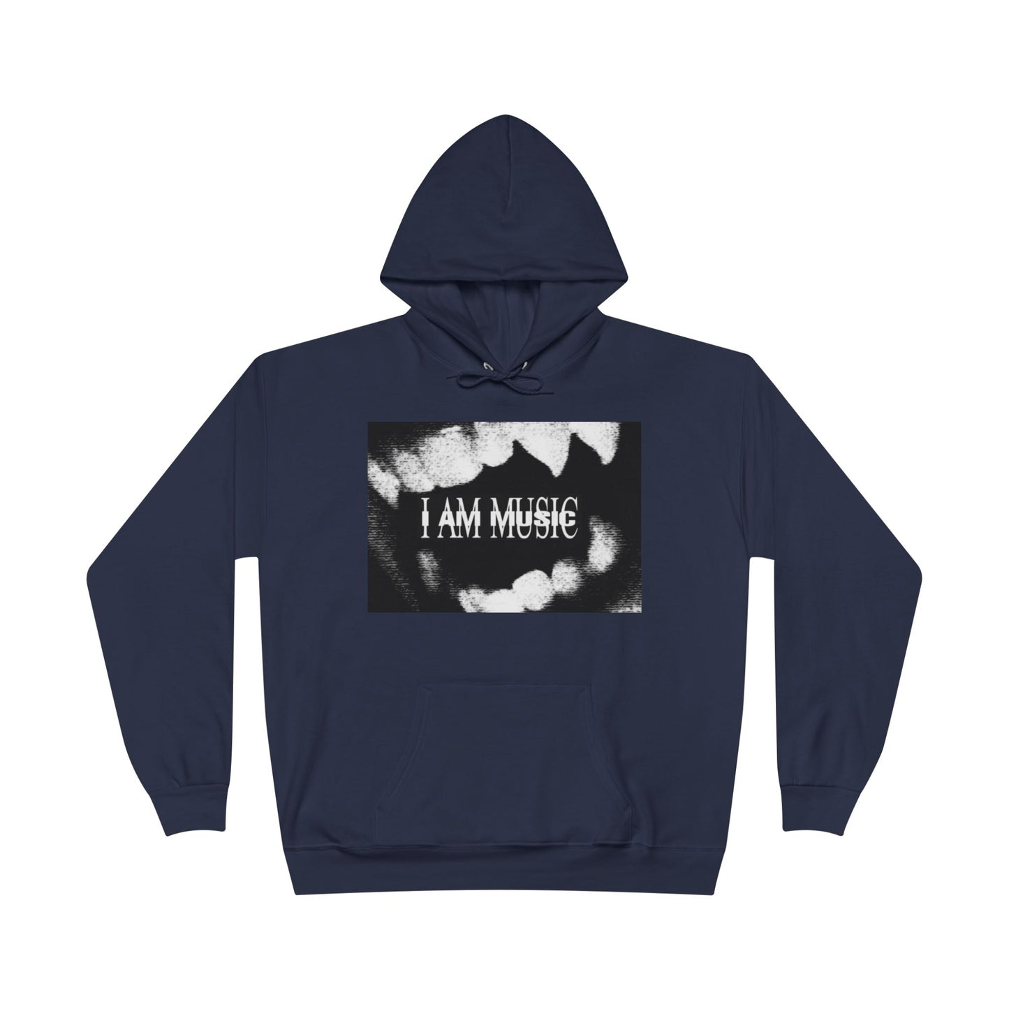 Music Teeth Graphic Hoodie — “I AM MUSIC” Black & White Pullover