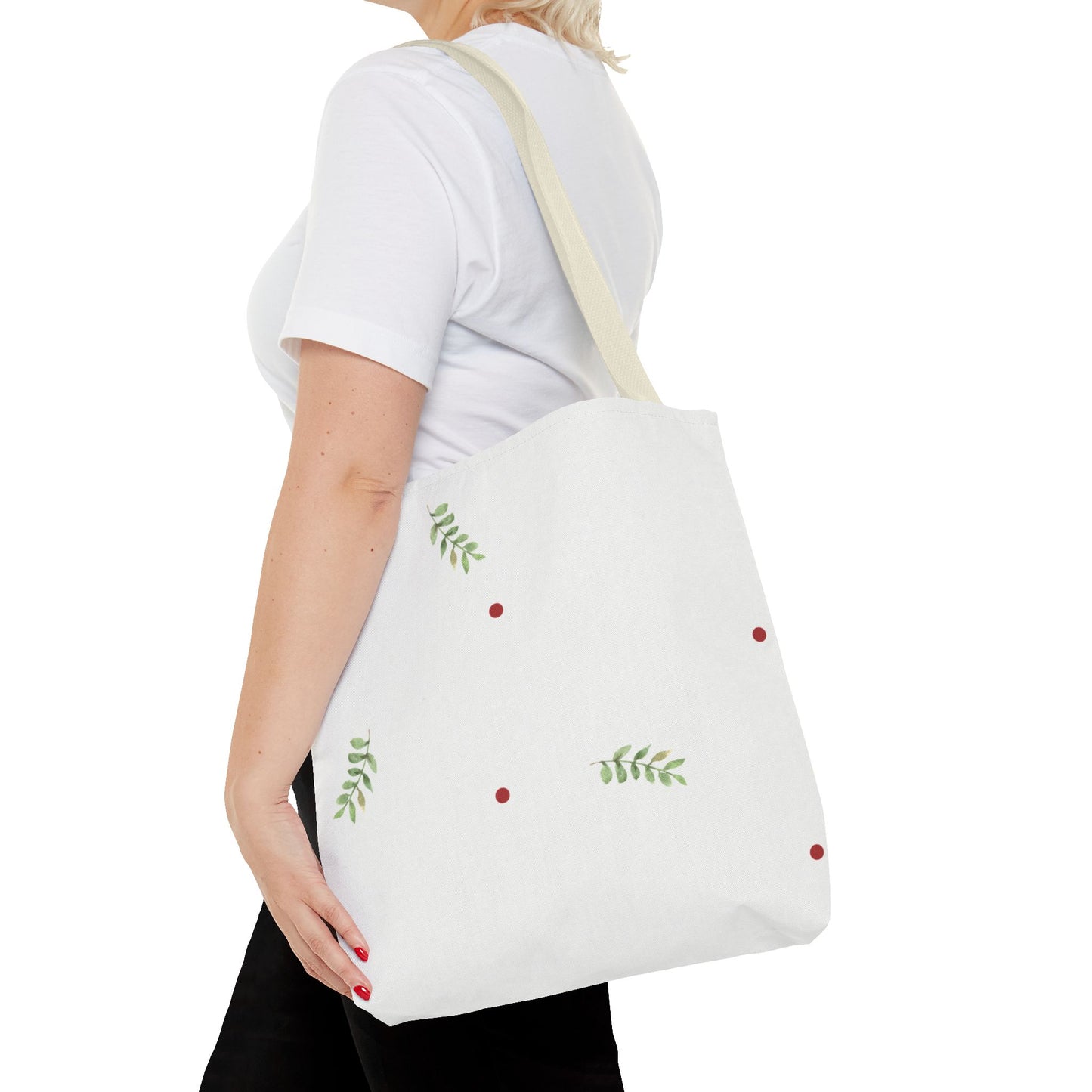 Minimal Holiday Dots Tote Bag — Festive Polka Dot Holiday Shopper
