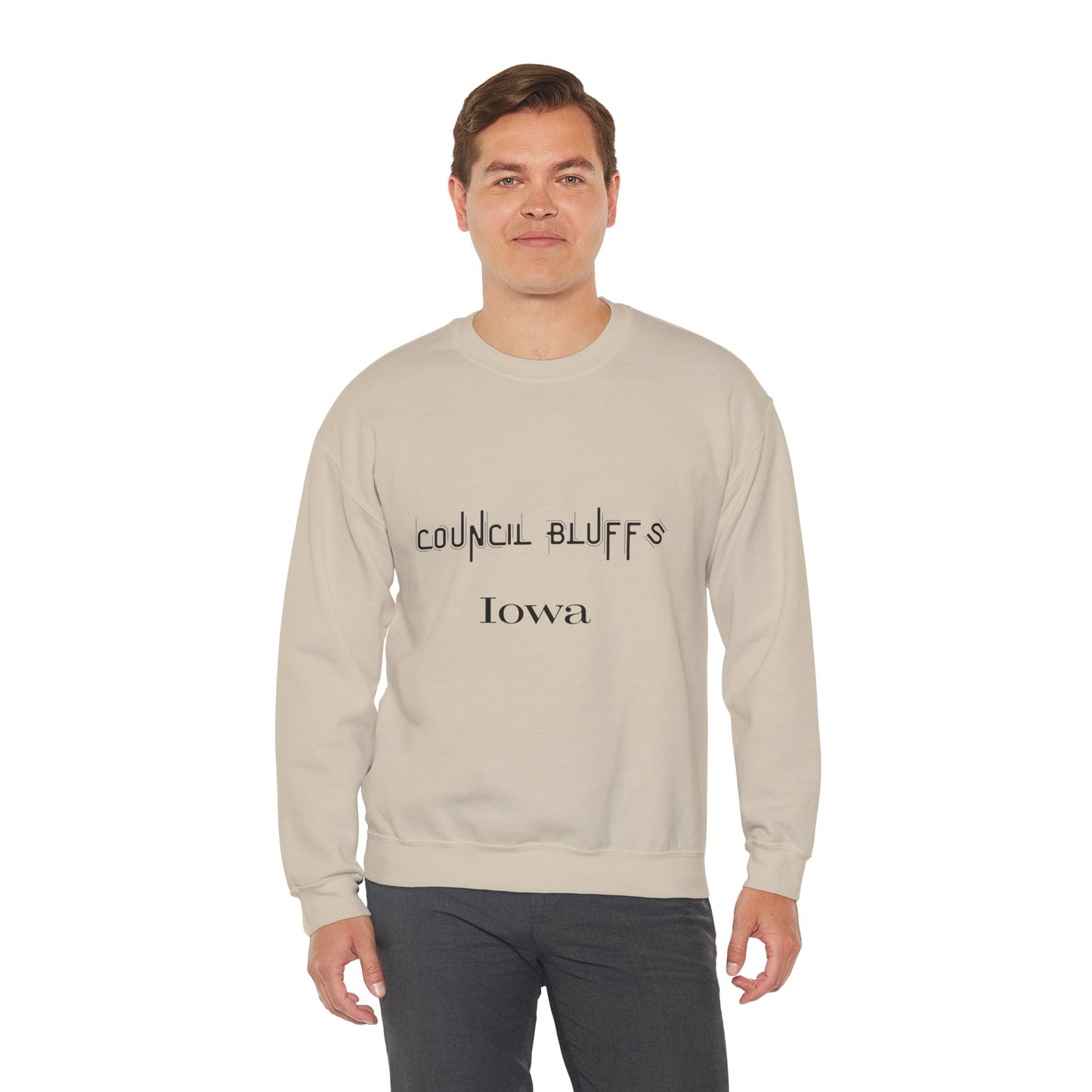Council Bluffs Iowa Crewneck Sweatshirt – Minimalist City Name Pullover