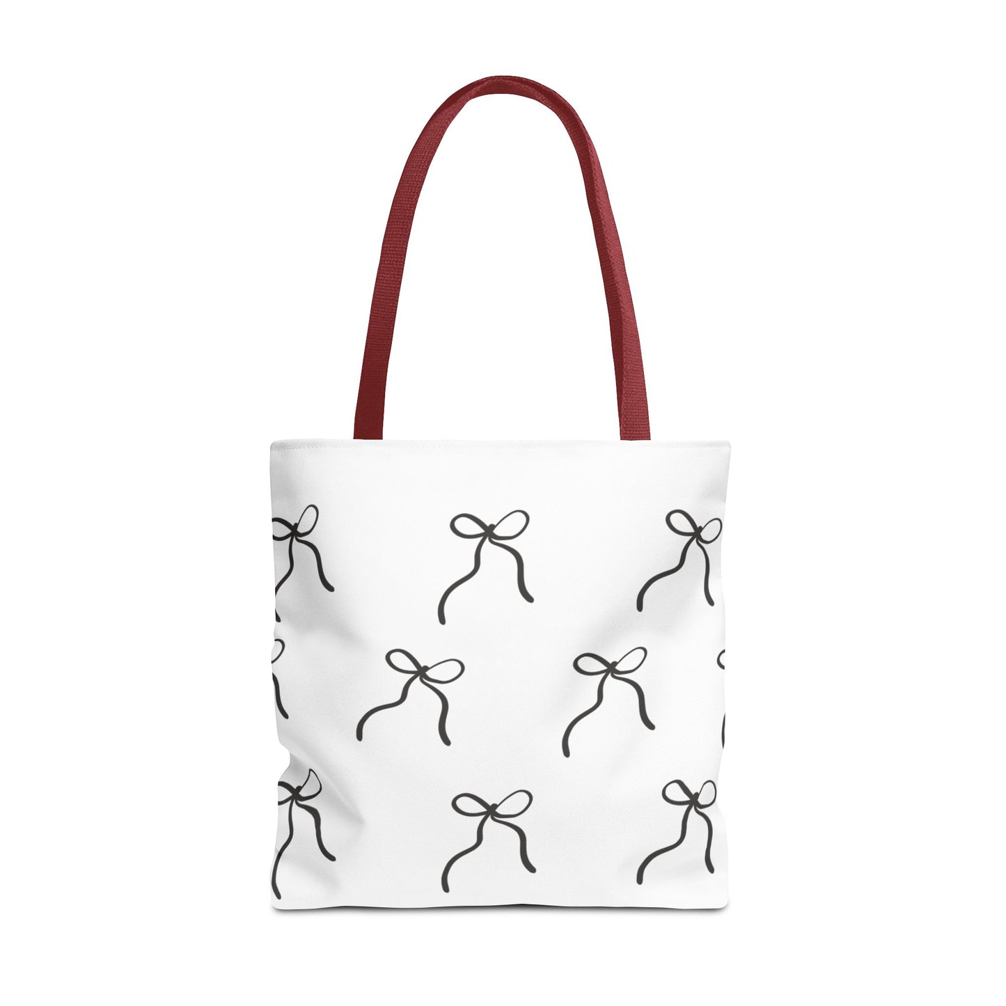 Minimalist Black Bow Pattern Tote Bag — All-Over Print