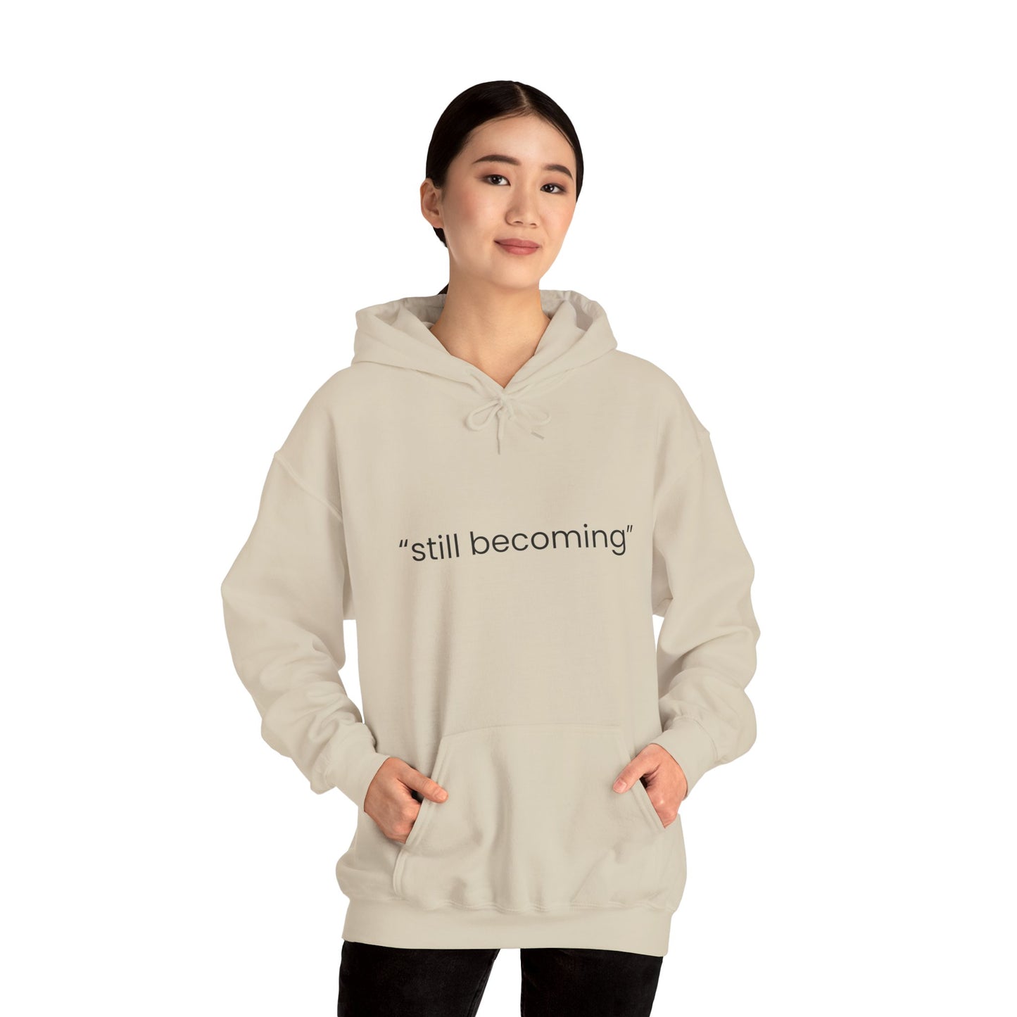 Still Becoming Hoodie – Minimal Inspirational White Pullover