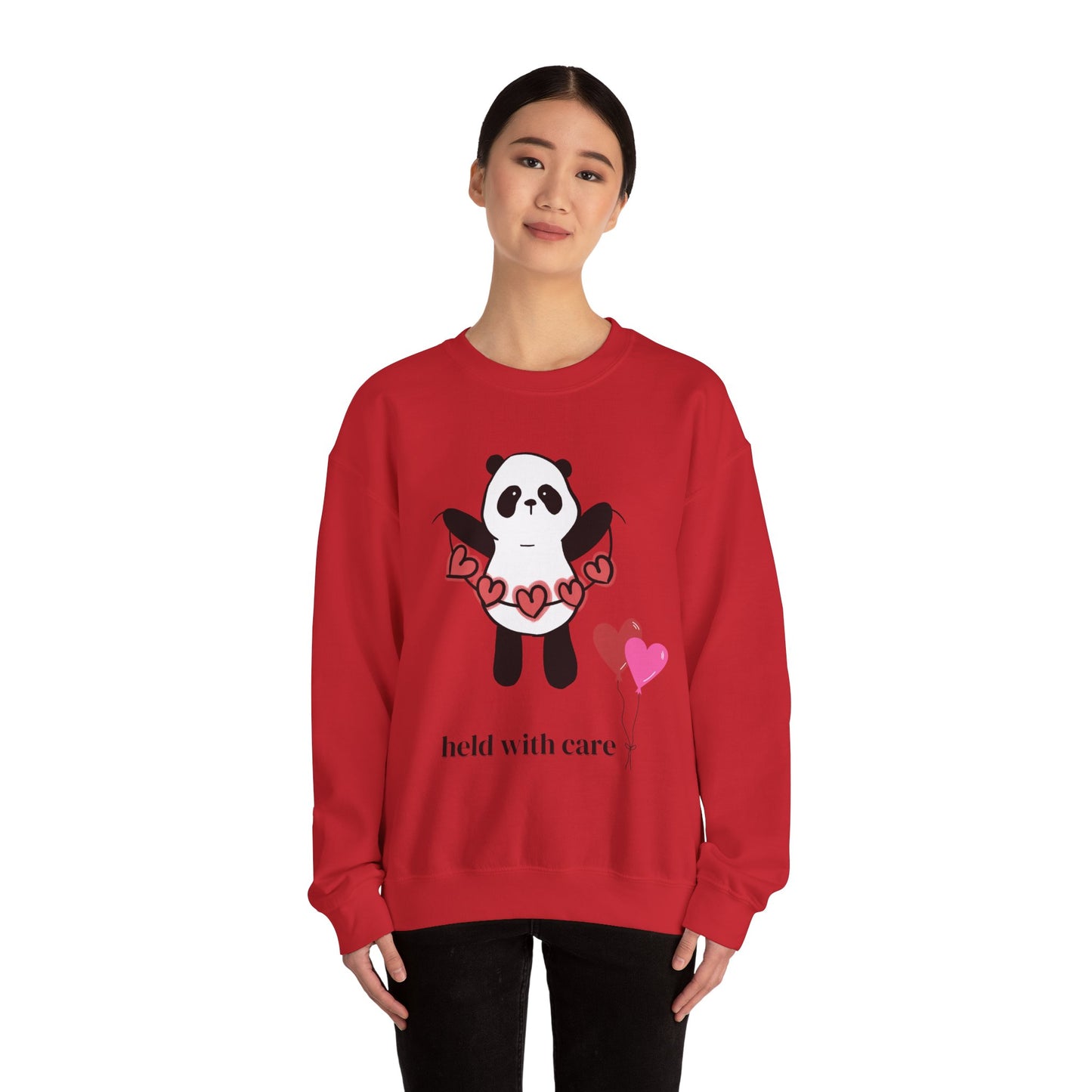 Sudadera de cuello redondo "Held With Care Panda": un regalo acogedor de Año Nuevo