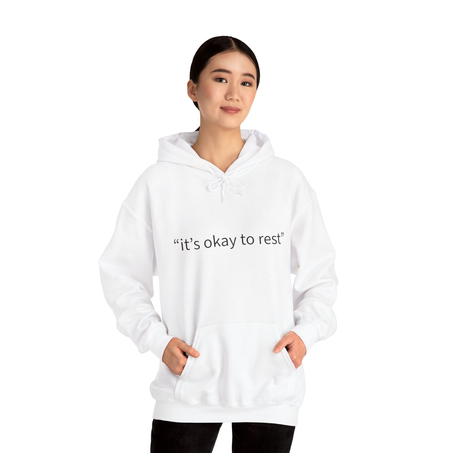 Hoodie — "it's okay to rest" Minimal Self-Care Pullover
