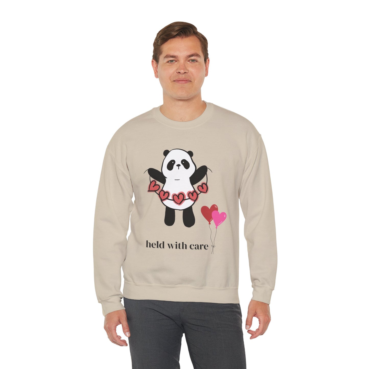 Sudadera de cuello redondo "Held With Care Panda": un regalo acogedor de Año Nuevo