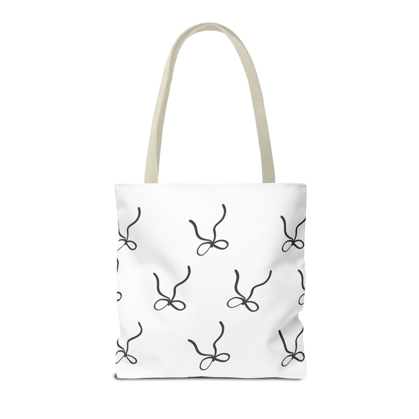 Minimalist Black Bow Pattern Tote Bag — All-Over Print