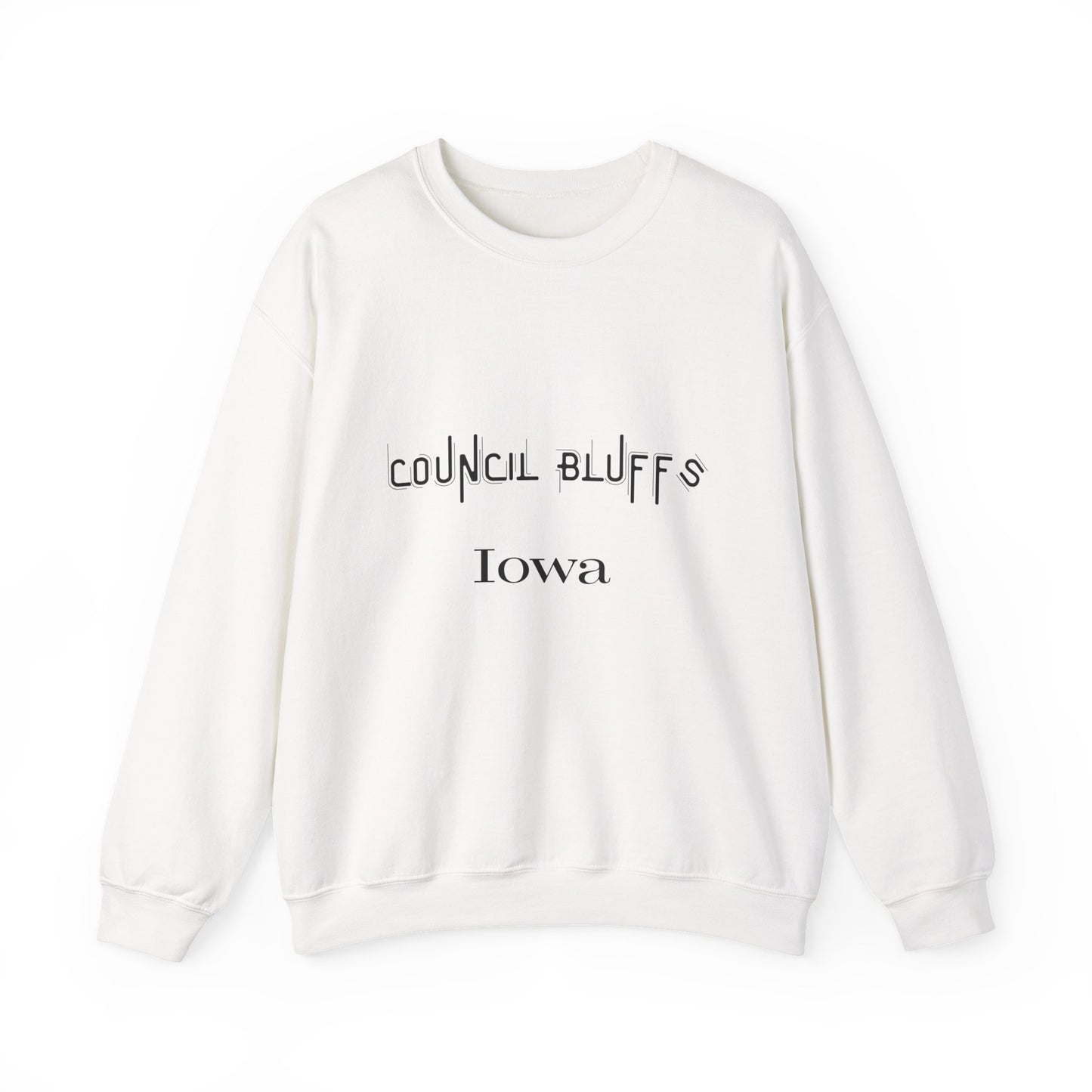 Council Bluffs Iowa Crewneck Sweatshirt – Minimalist City Name Pullover