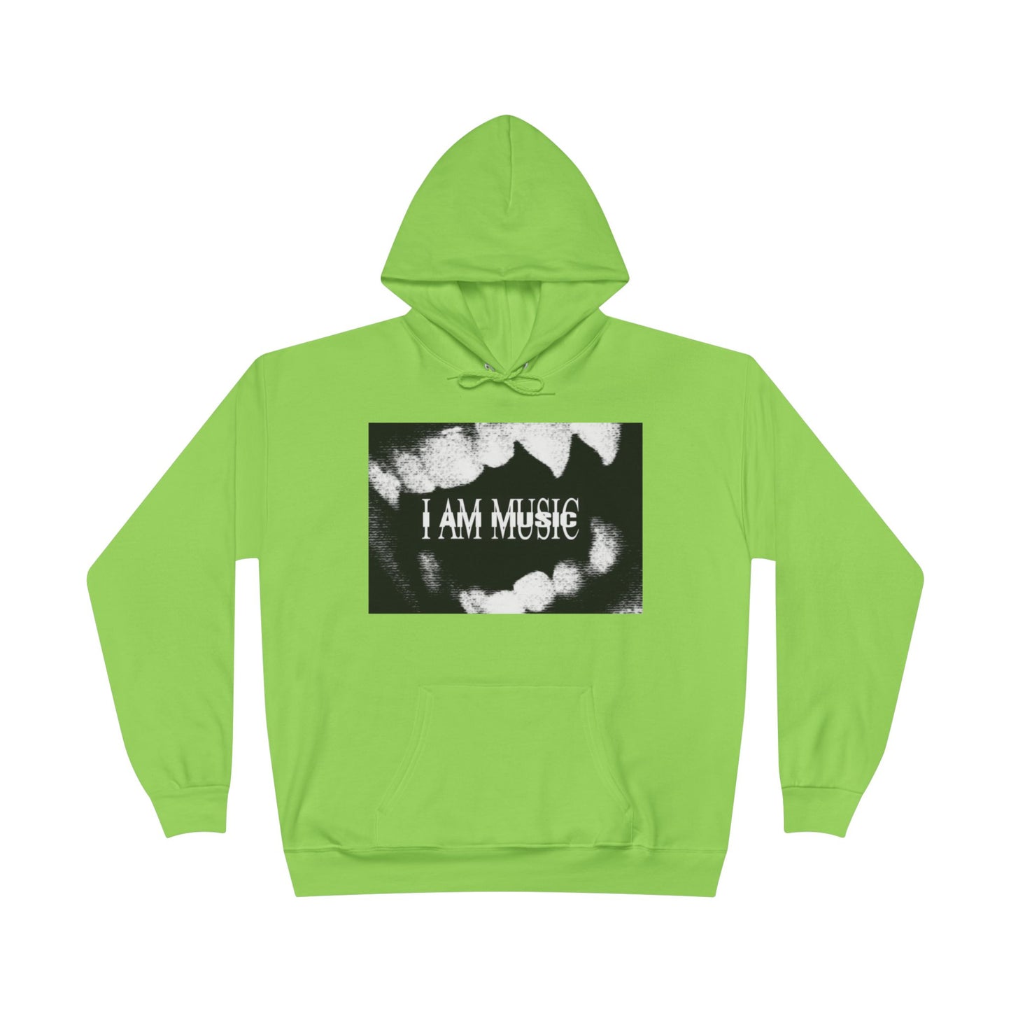 Music Teeth Graphic Hoodie — “I AM MUSIC” Black & White Pullover