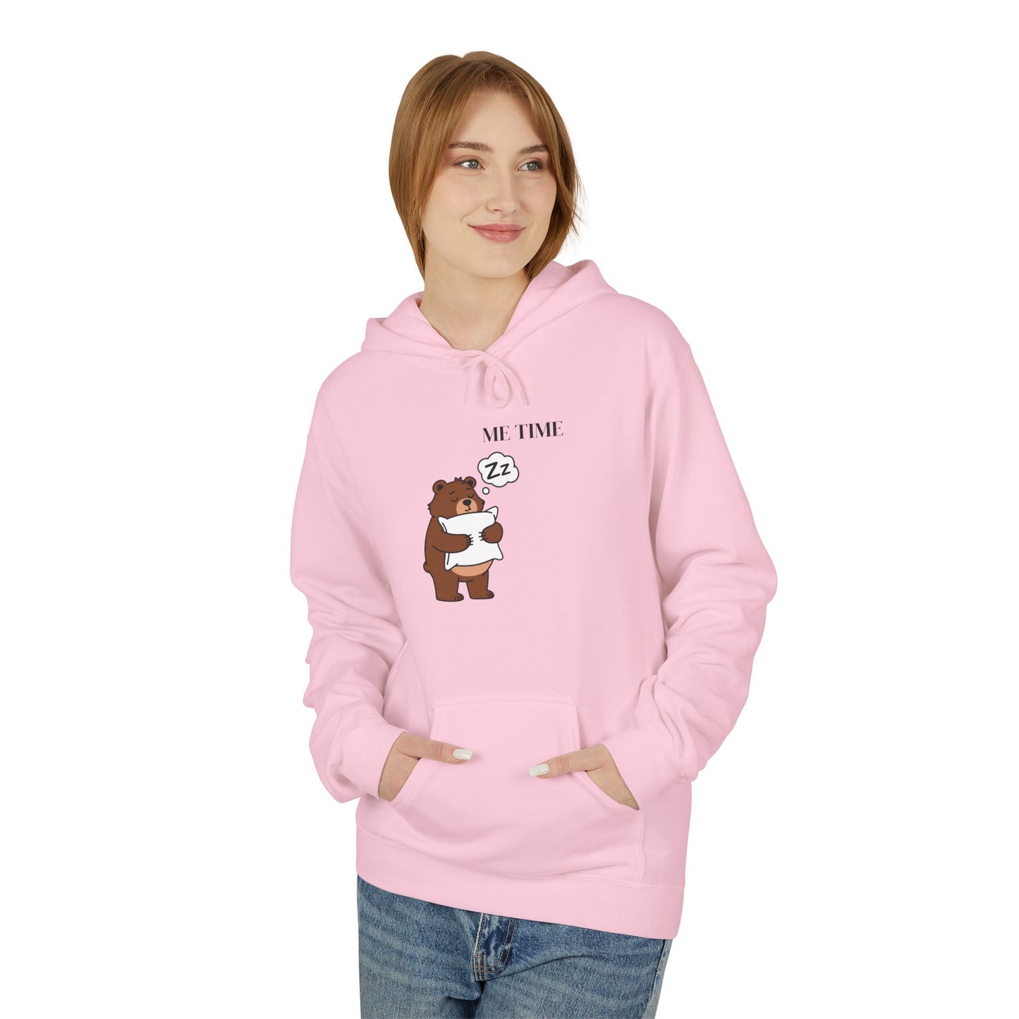 Sudadera con capucha Me Time Bear: adorable sudadera con capucha con gráfico de oso relajante