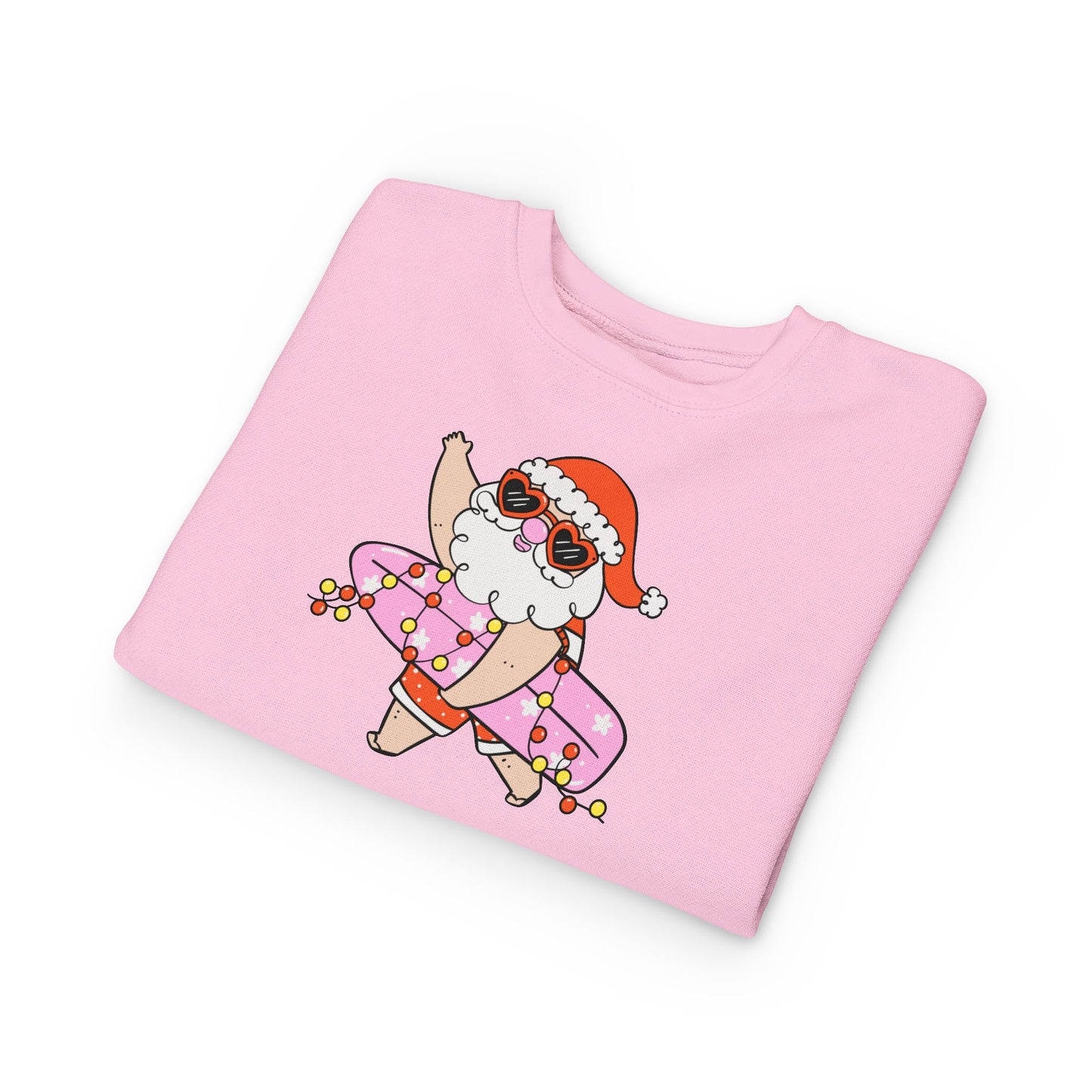 Sudadera para niños pequeños — Surfing Santa Christmas Crewneck para niños