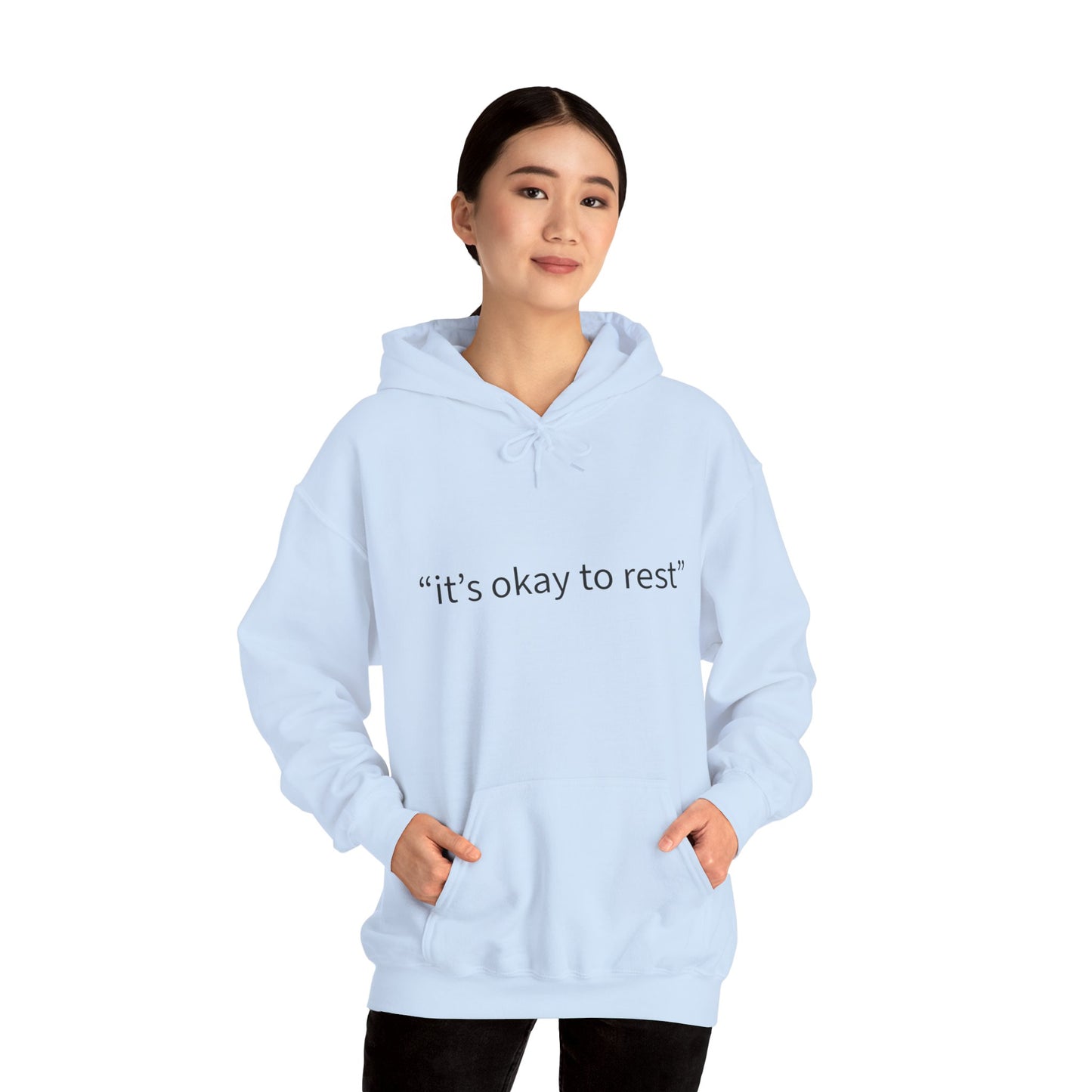 Hoodie — "it's okay to rest" Minimal Self-Care Pullover