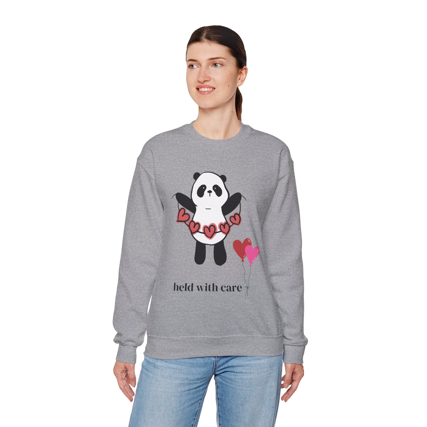Sudadera de cuello redondo "Held With Care Panda": un regalo acogedor de Año Nuevo
