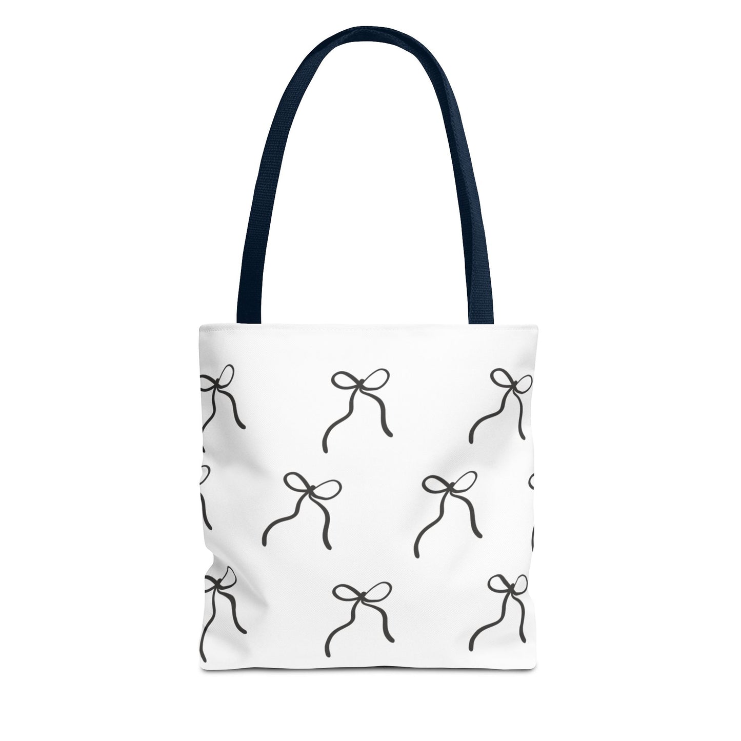 Minimalist Black Bow Pattern Tote Bag — All-Over Print
