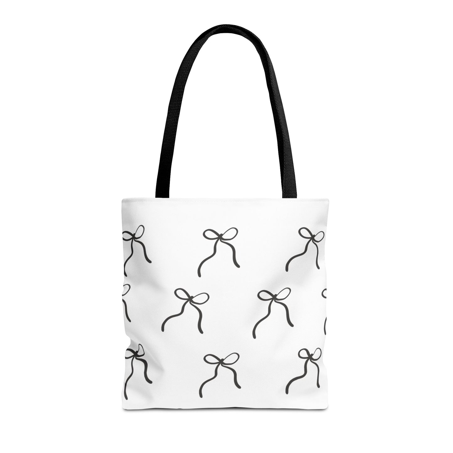 Minimalist Black Bow Pattern Tote Bag — All-Over Print