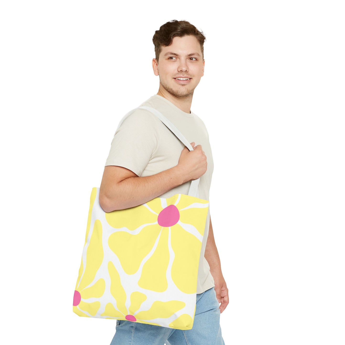 Floral Sunshine Yellow Daisy Tote Bag — All-Over Print