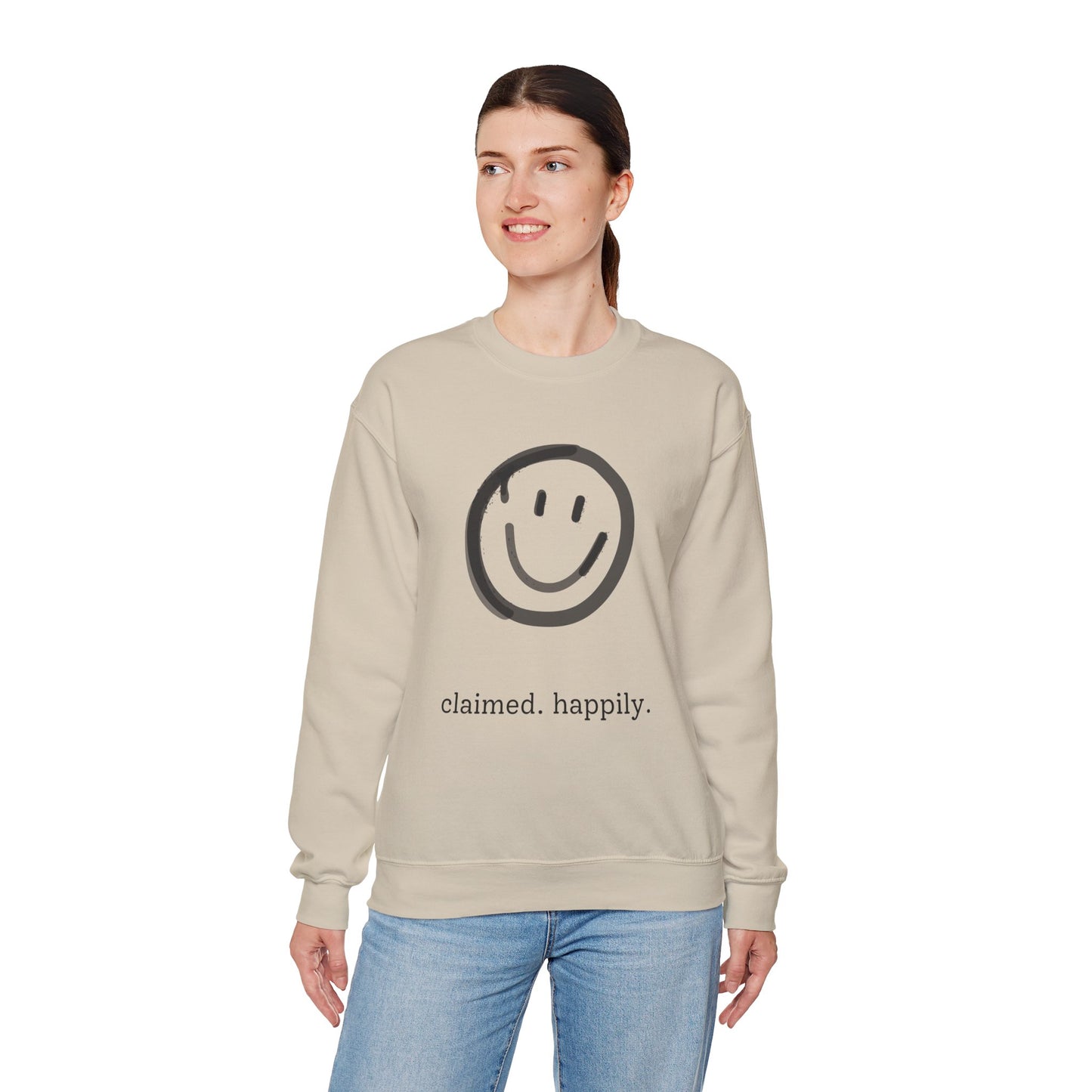 Claimed. Happily. Smiley Crewneck Sweatshirt