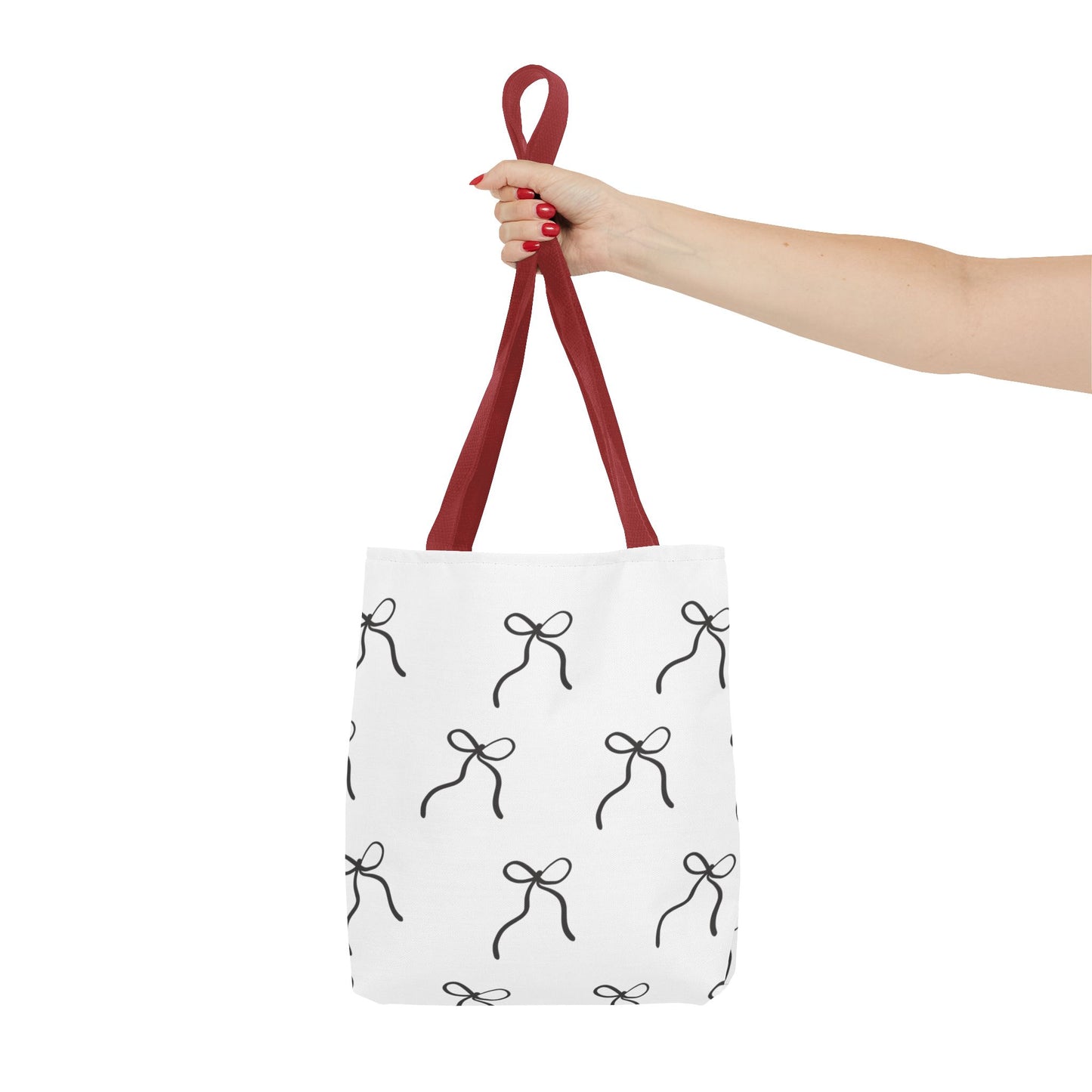 Minimalist Black Bow Pattern Tote Bag — All-Over Print