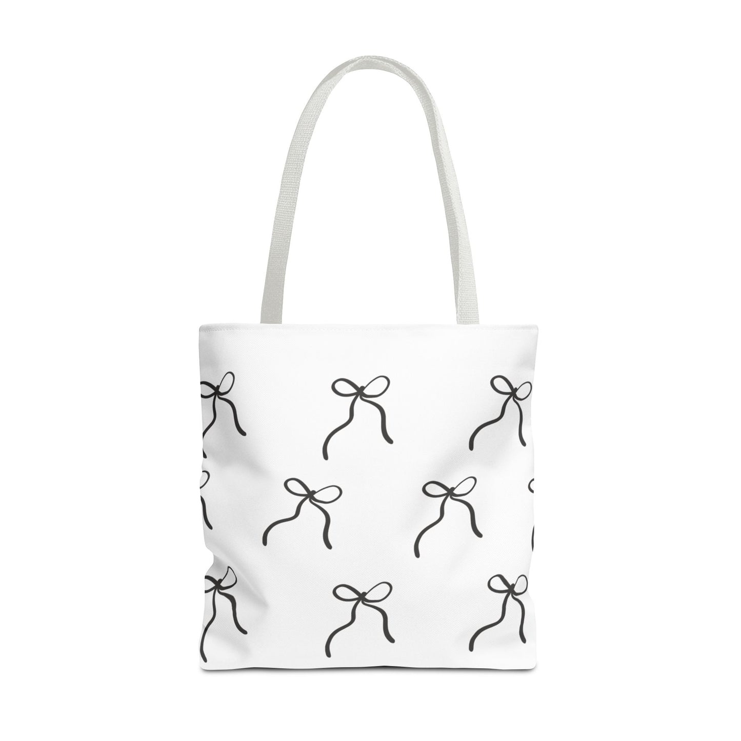 Minimalist Black Bow Pattern Tote Bag — All-Over Print