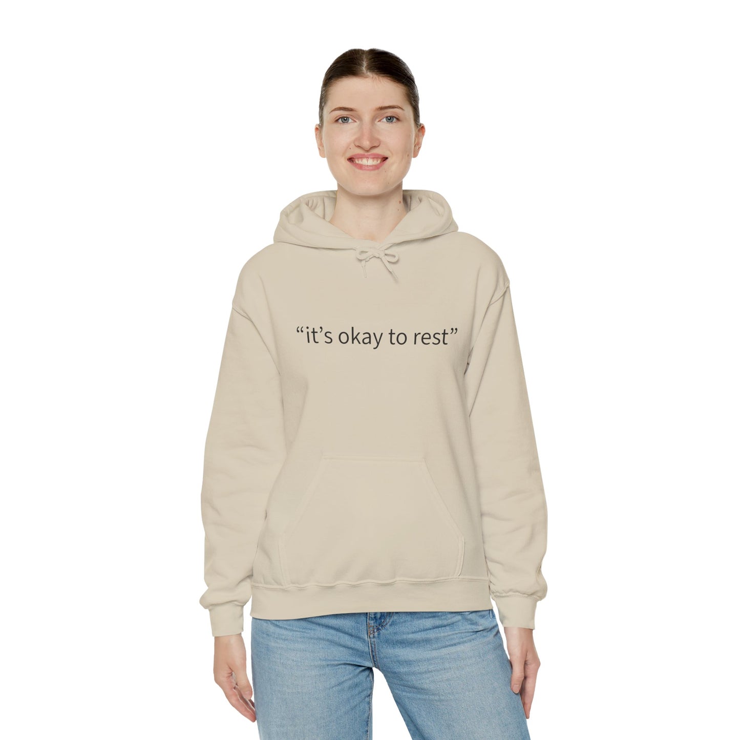 Hoodie — "it's okay to rest" Minimal Self-Care Pullover