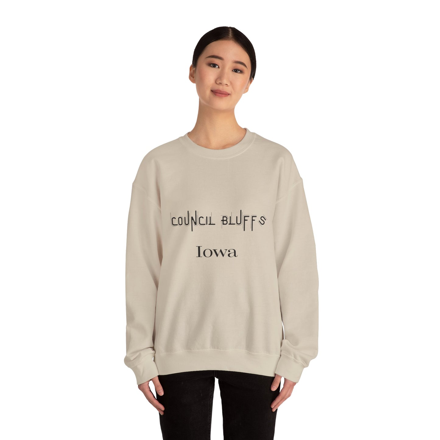 Council Bluffs Iowa Crewneck Sweatshirt – Minimalist City Name Pullover