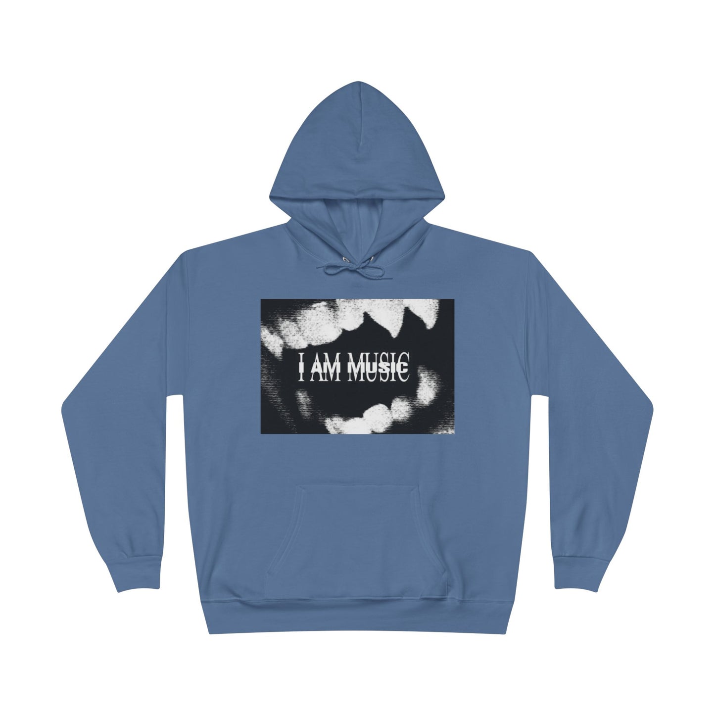 Music Teeth Graphic Hoodie — “I AM MUSIC” Black & White Pullover