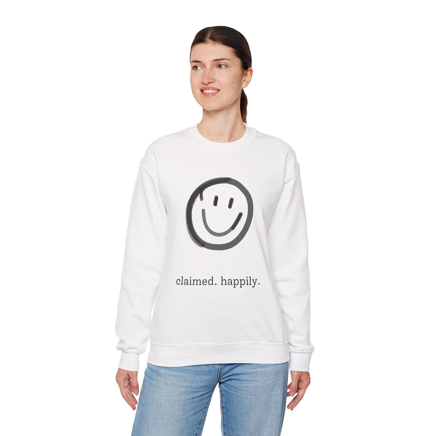 Claimed. Happily. Smiley Crewneck Sweatshirt
