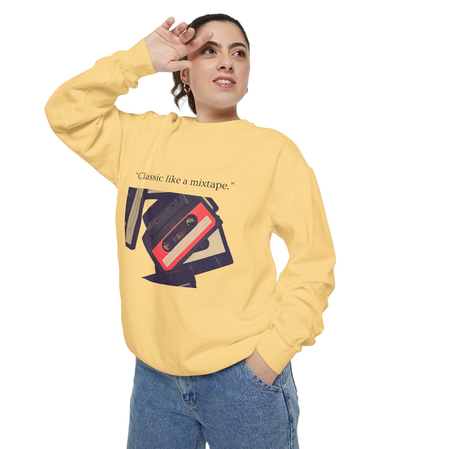 Cassette Mixtape Sweatshirt — "Classic like a mixtape." Retro Tape Crewneck