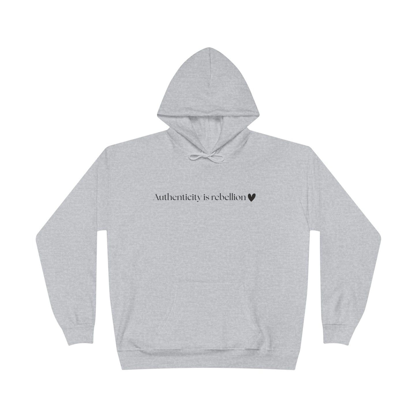 Authenticity Is Reckless Hoodie — Minimalist White Pullover with Heart