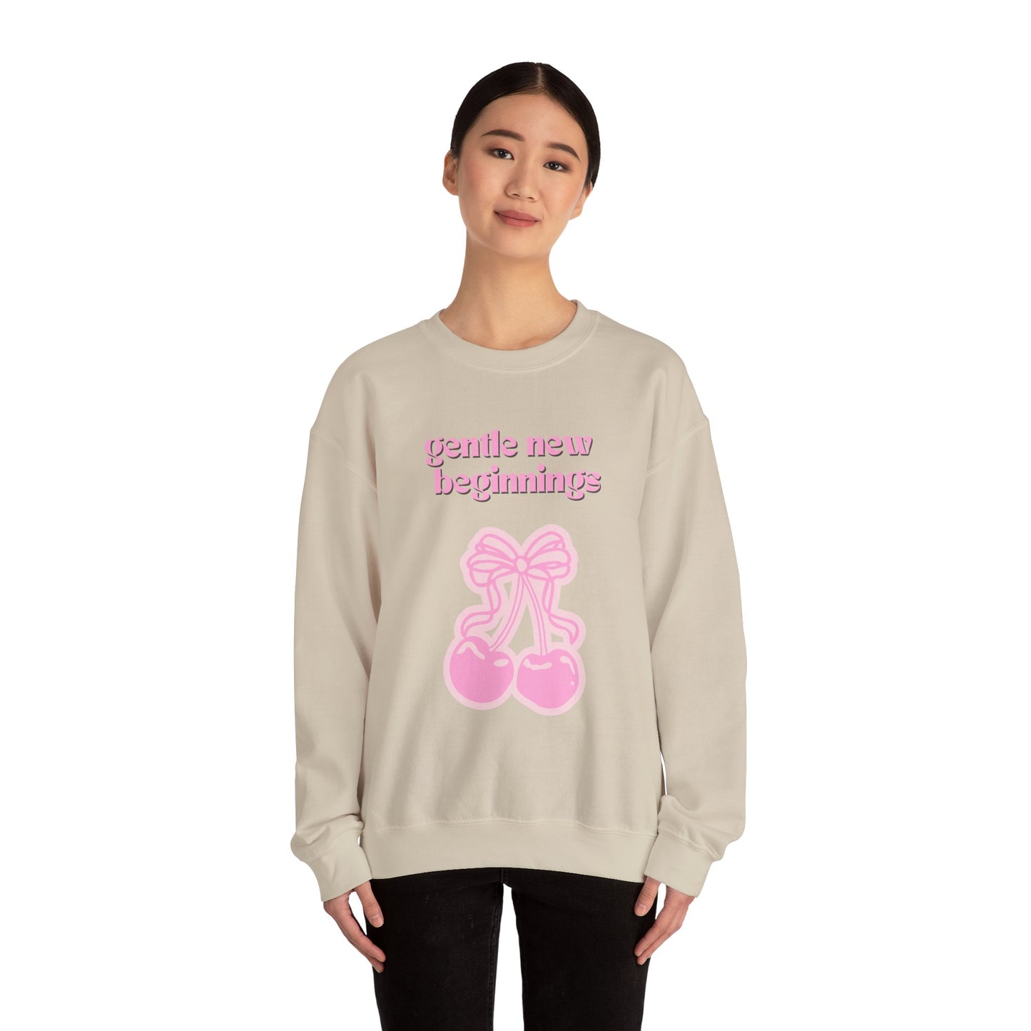 Sudadera de cuello redondo con cereza rosa Gentle New Beginnings