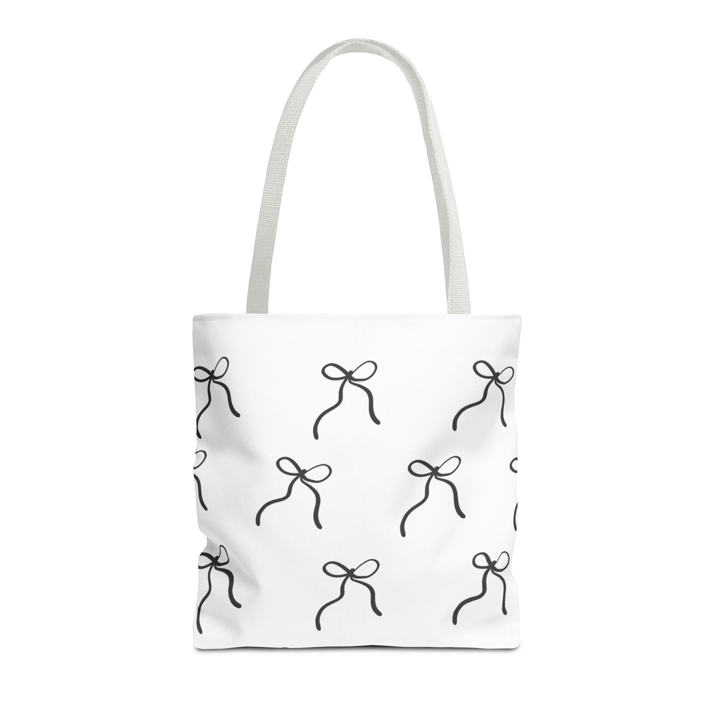 Minimalist Black Bow Pattern Tote Bag — All-Over Print
