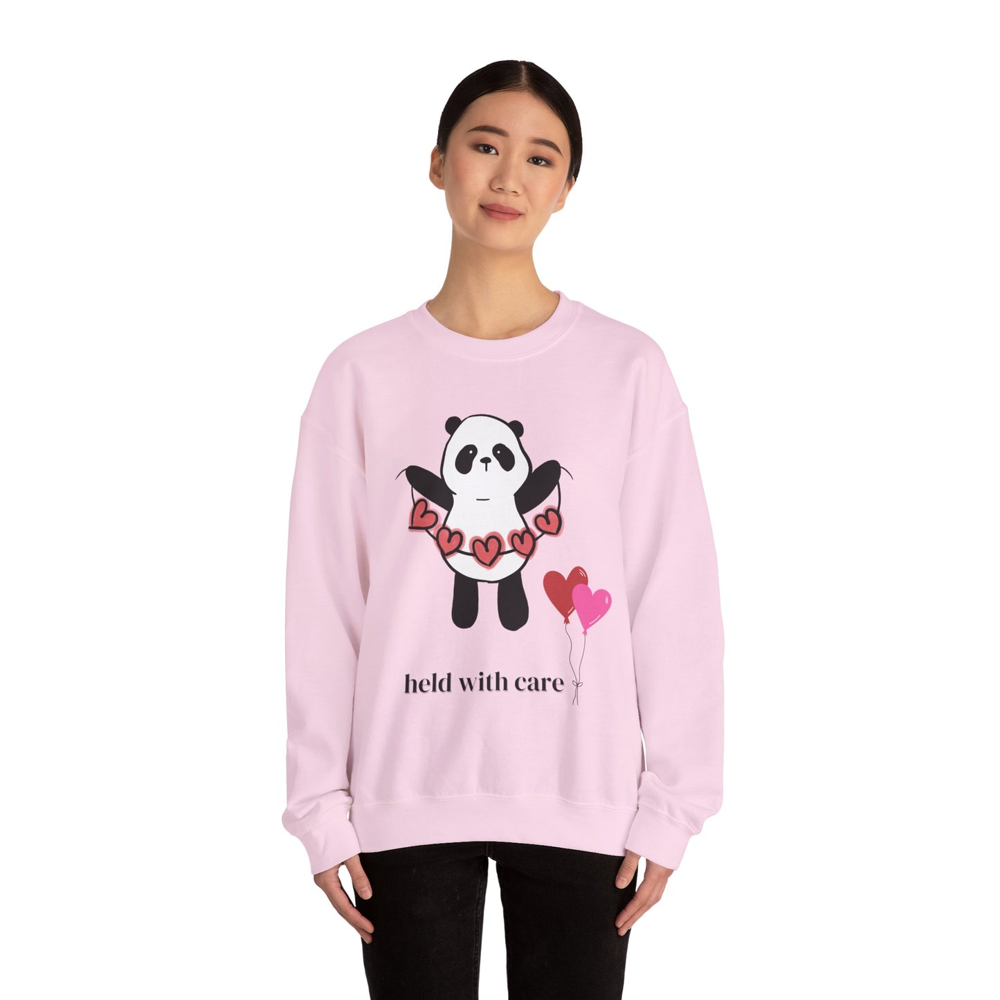 Sudadera de cuello redondo "Held With Care Panda": un regalo acogedor de Año Nuevo