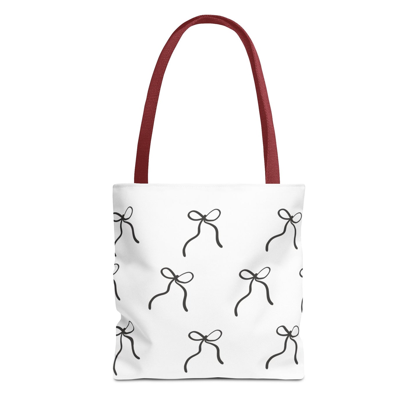 Minimalist Black Bow Pattern Tote Bag — All-Over Print