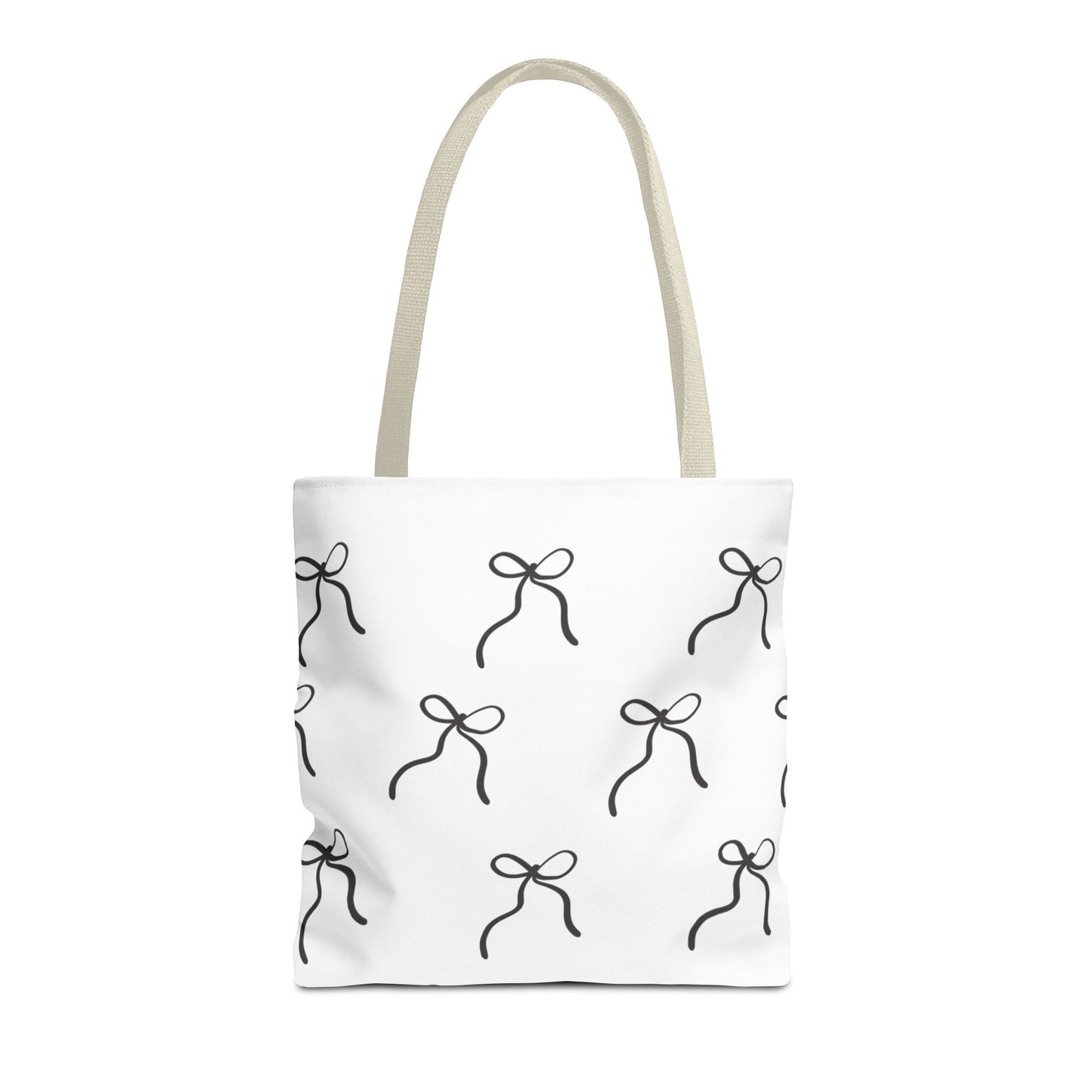 Minimalist Black Bow Pattern Tote Bag — All-Over Print
