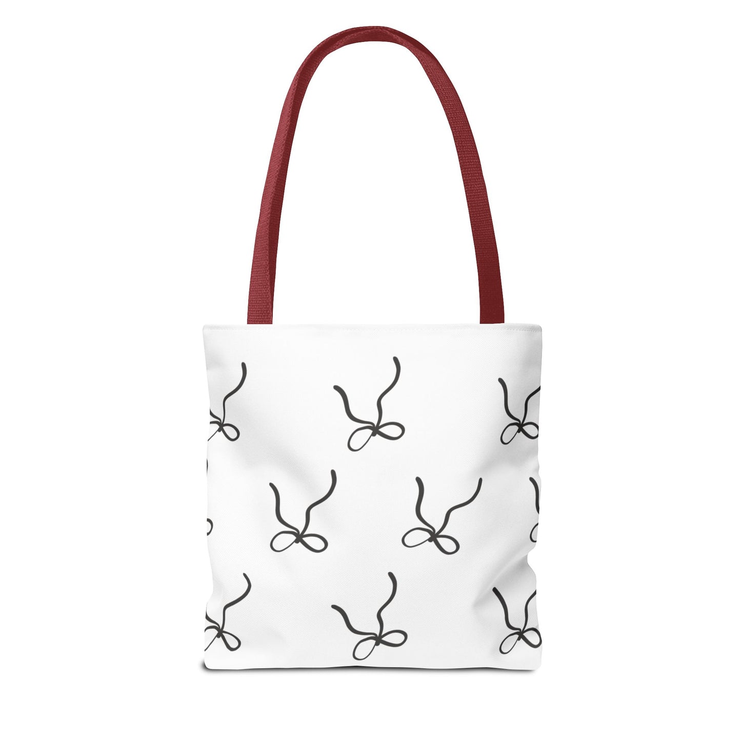Minimalist Black Bow Pattern Tote Bag — All-Over Print