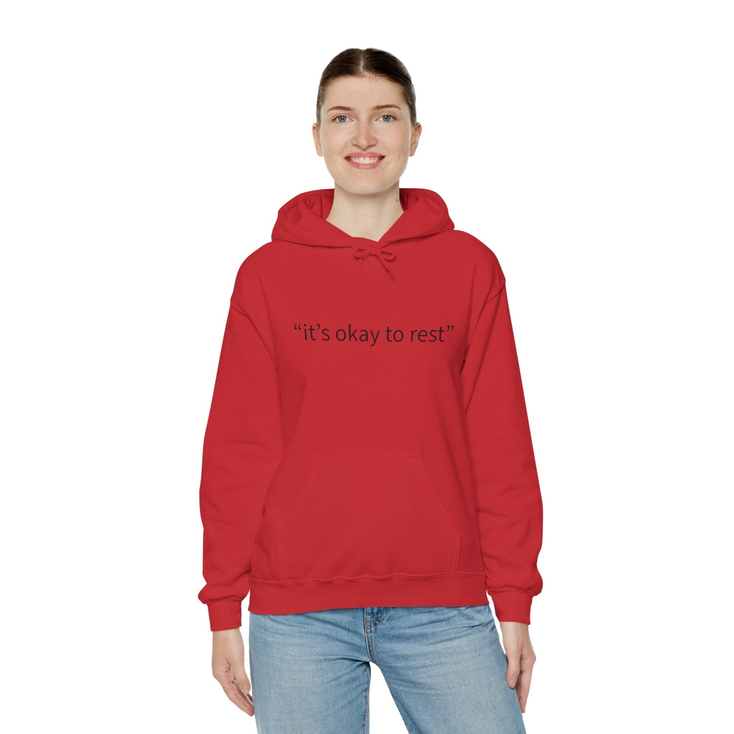 Hoodie — "it's okay to rest" Minimal Self-Care Pullover