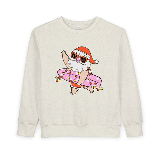 Sudadera para niños pequeños — Surfing Santa Christmas Crewneck para niños