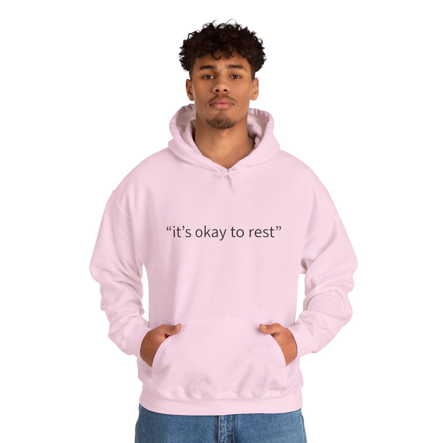 Hoodie — "it's okay to rest" Minimal Self-Care Pullover