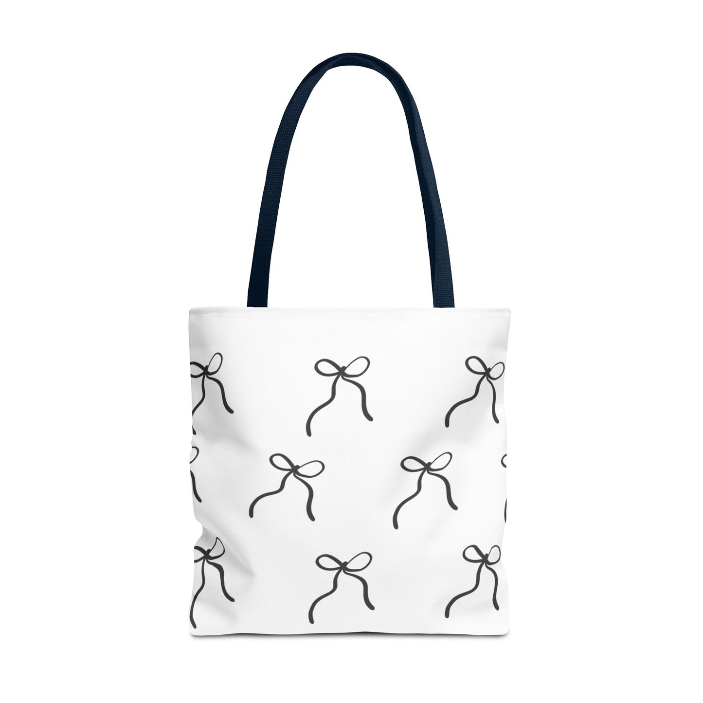 Minimalist Black Bow Pattern Tote Bag — All-Over Print