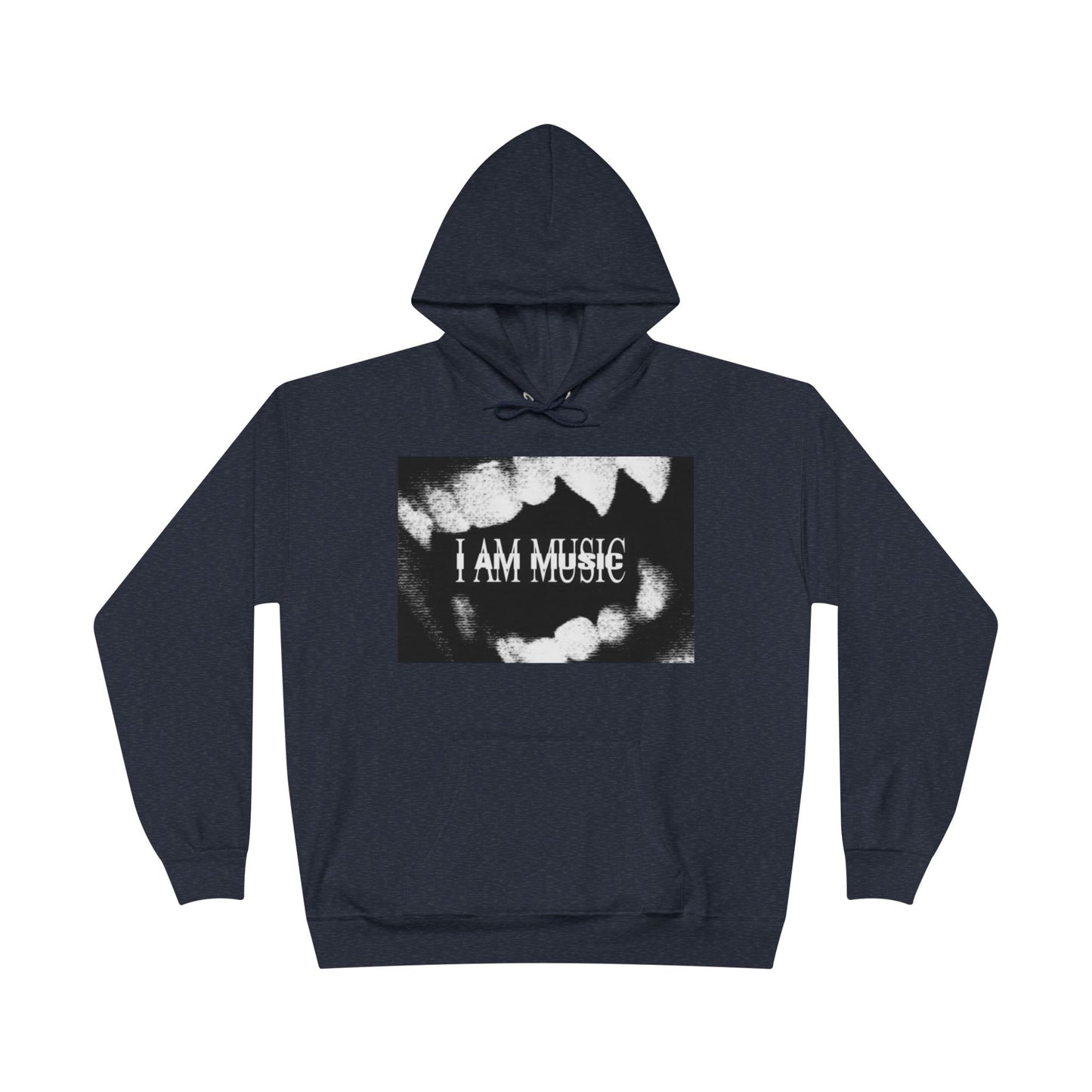 Music Teeth Graphic Hoodie — “I AM MUSIC” Black & White Pullover
