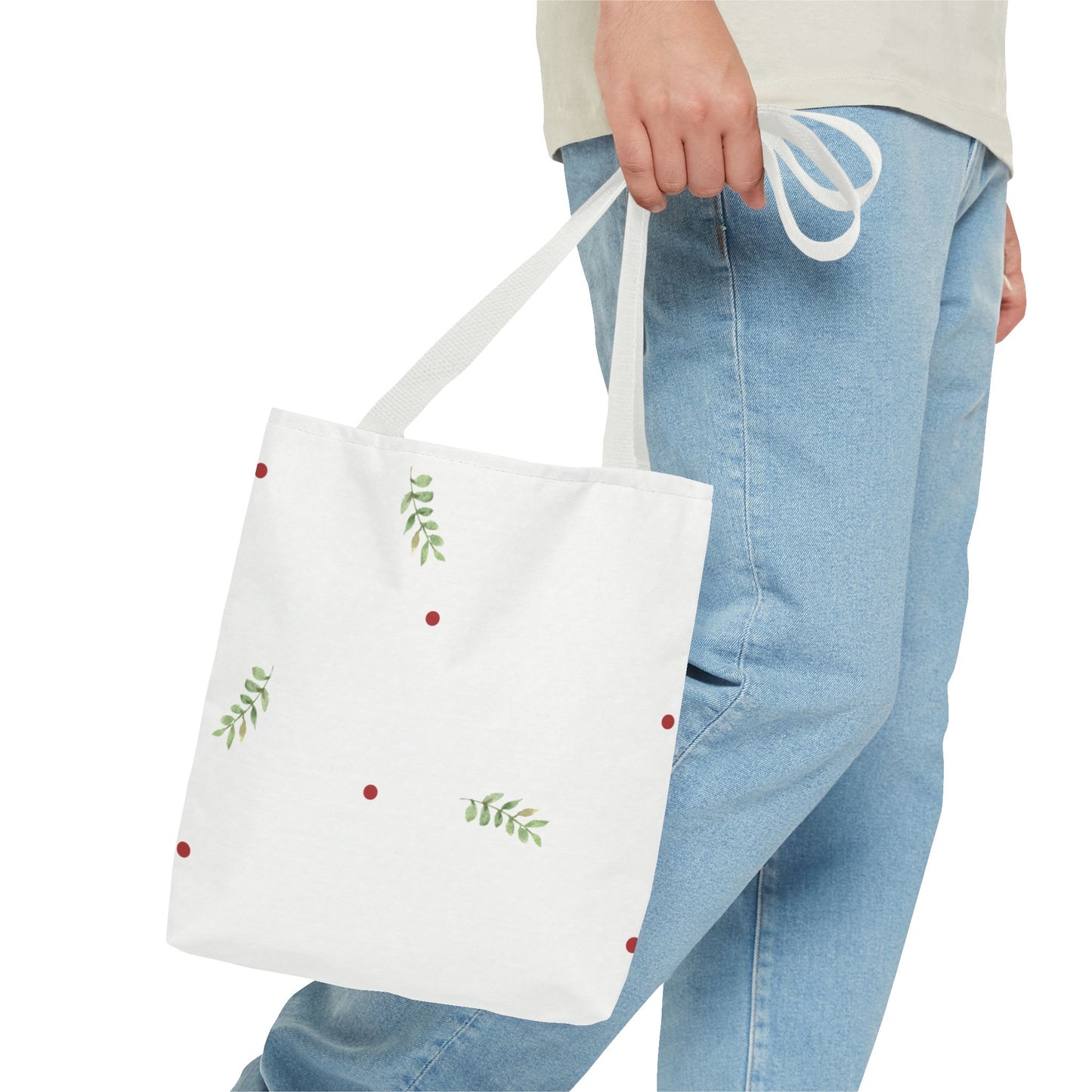 Minimal Holiday Dots Tote Bag — Festive Polka Dot Holiday Shopper