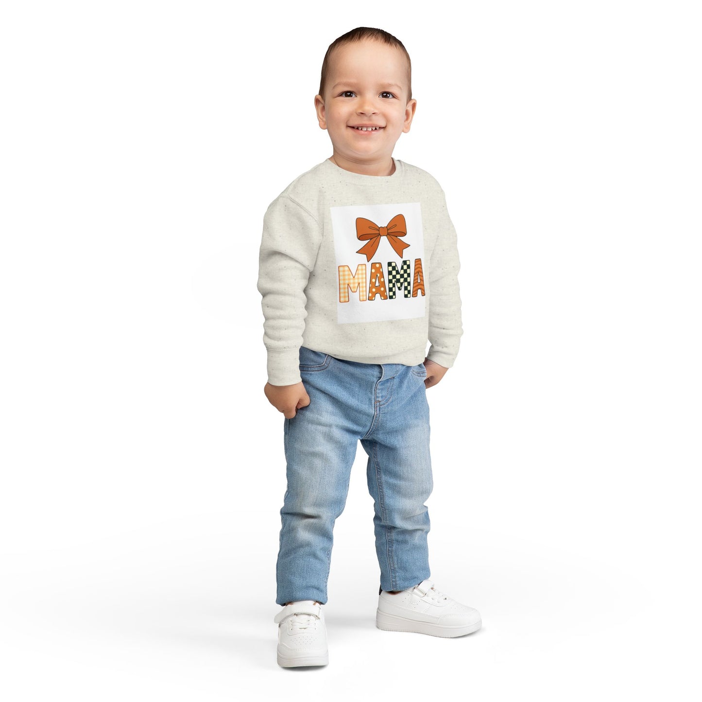 Sudadera para niños pequeños — Suéter infantil con estampado de lazo de otoño 'MAMA'