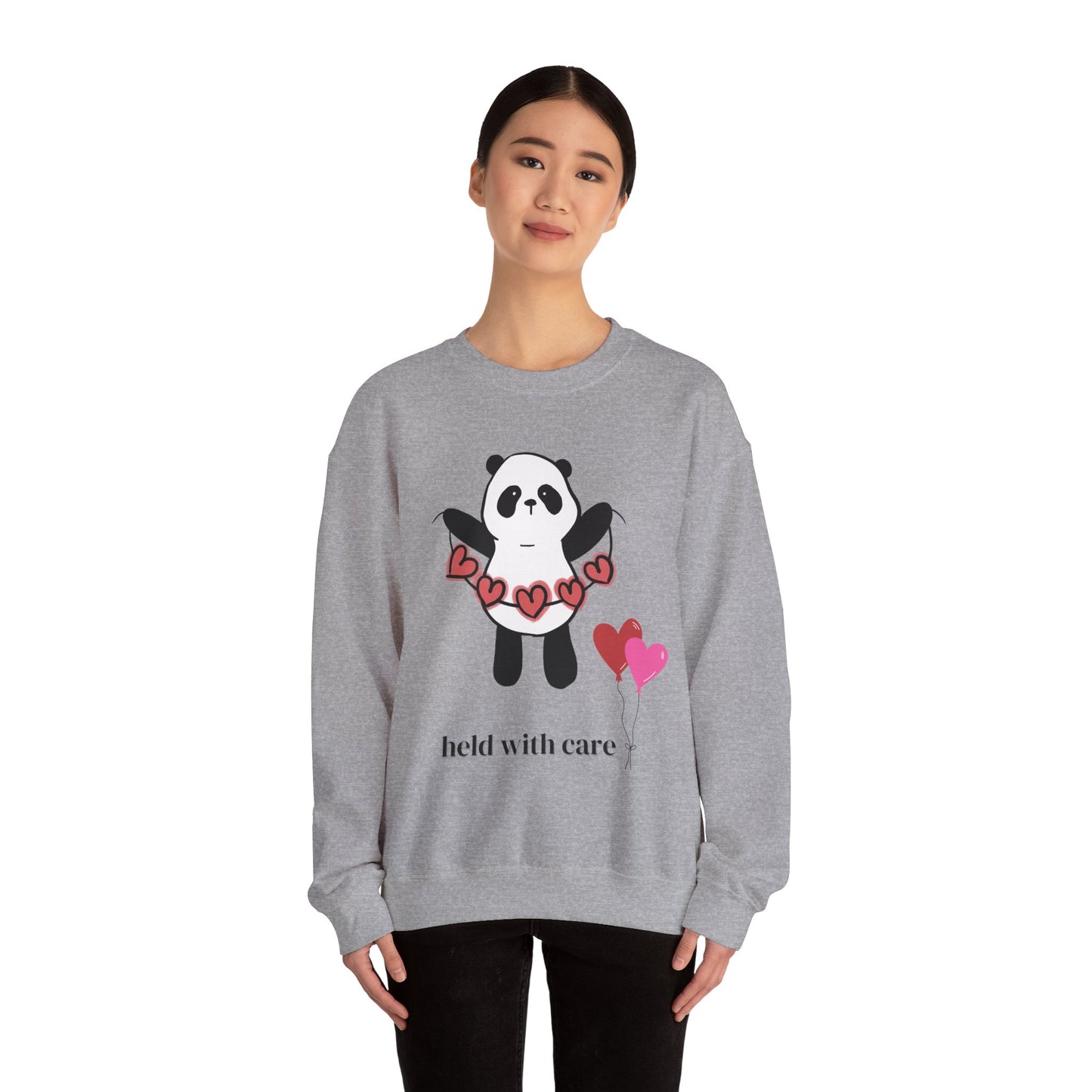 Sudadera de cuello redondo "Held With Care Panda": un regalo acogedor de Año Nuevo